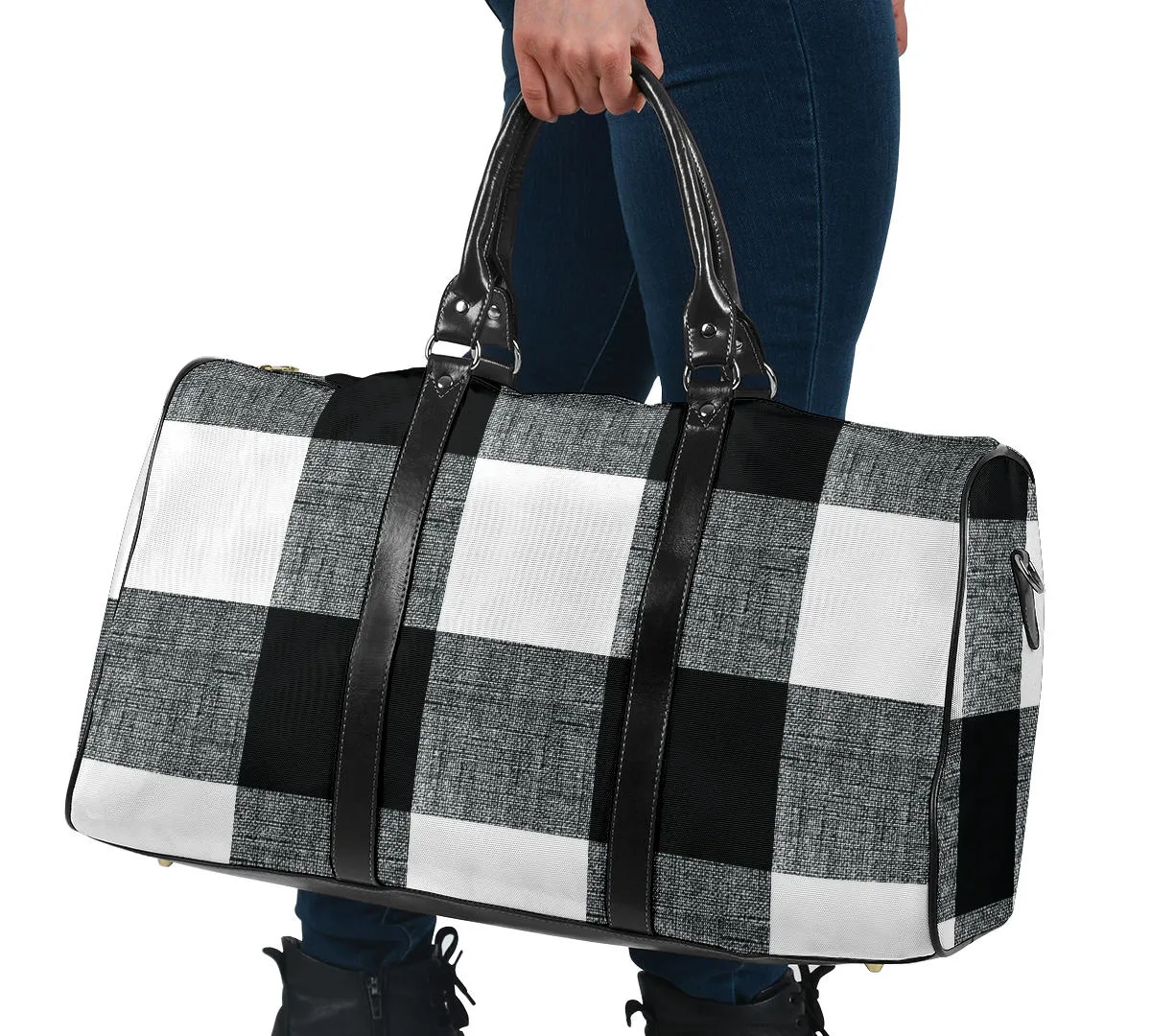 Black and White Buffalo Check Duffel Bag Travel Bag