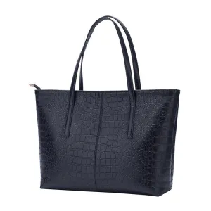 Black Crocodile Handbag / Straight Weave PU Leather Female Big Tote Bag