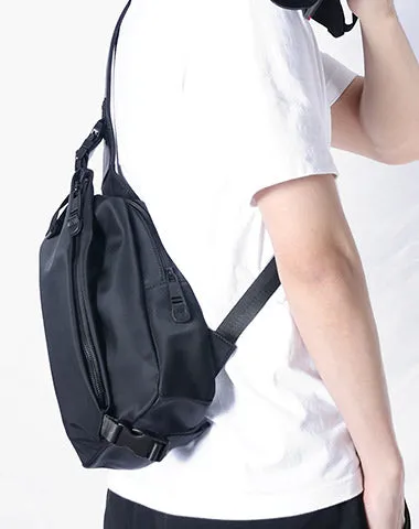 Black Nylon Sling Bag Mens Waterproof Sling Pack Nylon Crossbody Backpack Nylon Sling Bags for Ladies