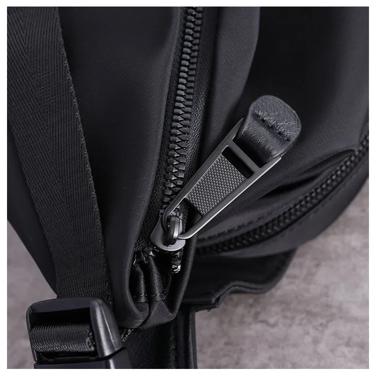 Black Nylon Sling Bag Mens Waterproof Sling Pack Nylon Crossbody Backpack Nylon Sling Bags for Ladies