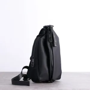 Black Nylon Sling Bag Mens Waterproof Sling Pack Nylon Crossbody Backpack Nylon Sling Bags for Ladies