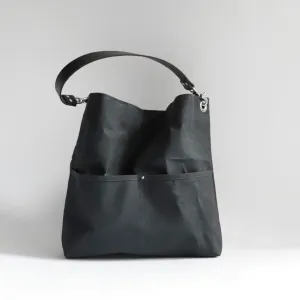 Black Waxed Canvas Shoulder Bag