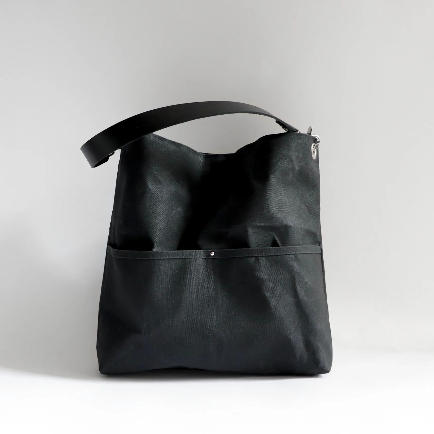 Black Waxed Canvas Shoulder Bag
