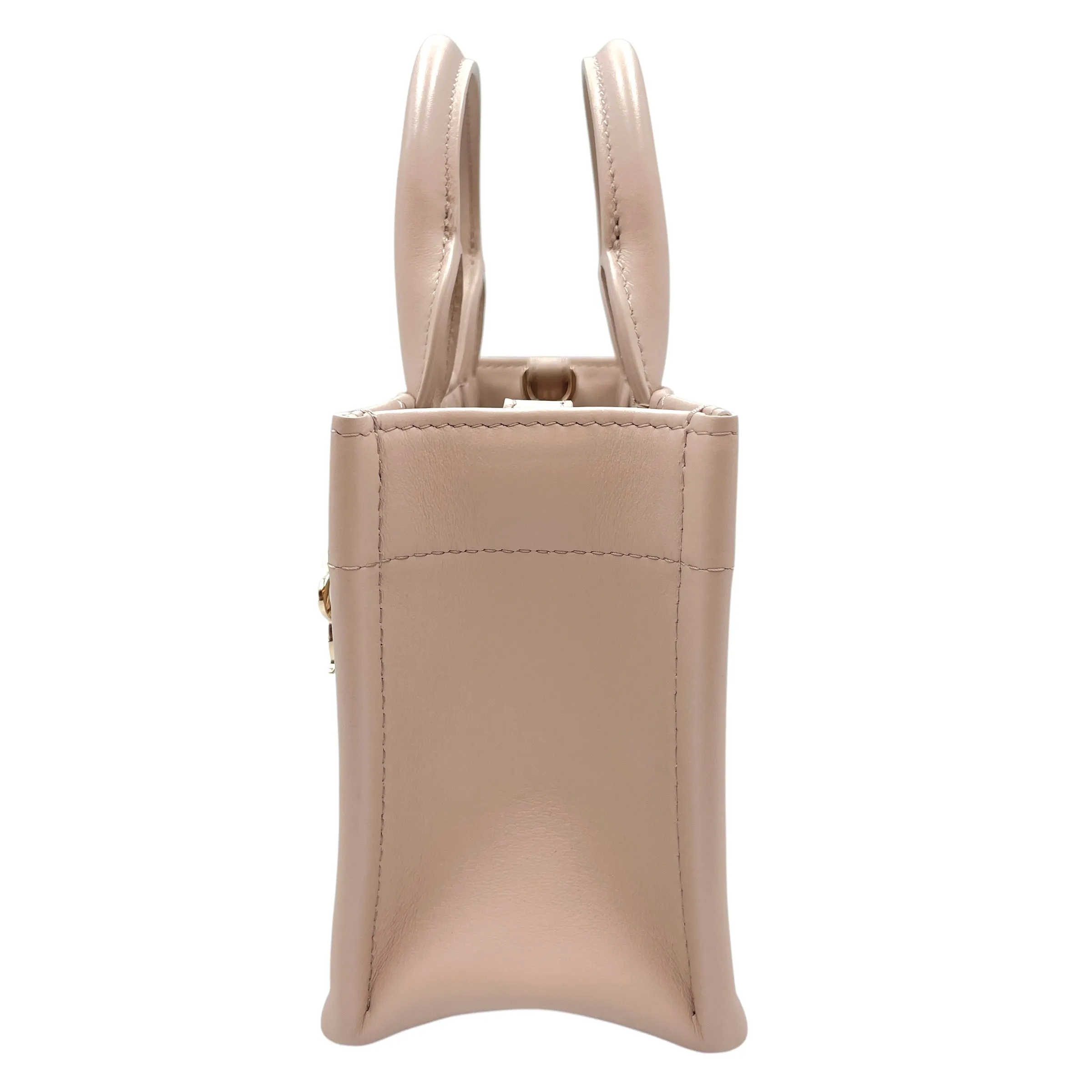 Book Tote Mini Beige in Macrocannage calf, Gold hardware