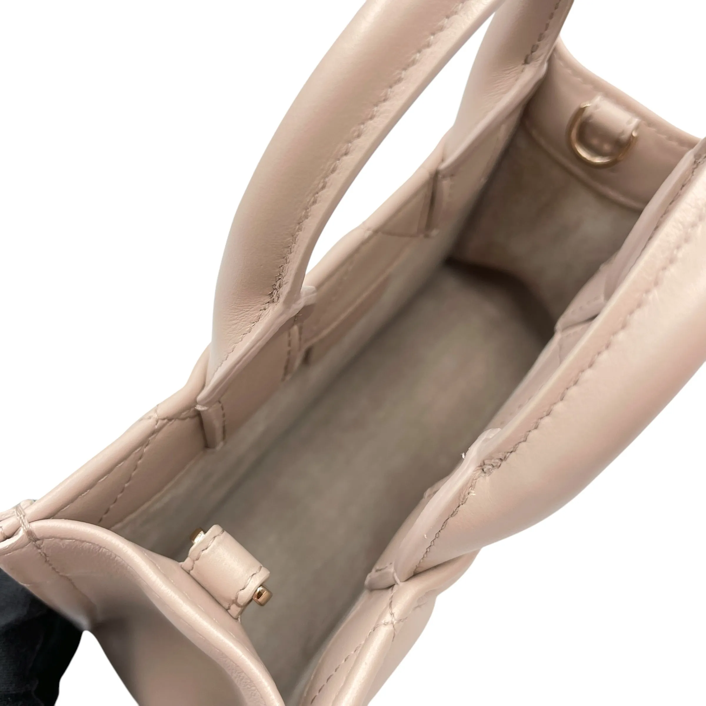 Book Tote Mini Beige in Macrocannage calf, Gold hardware