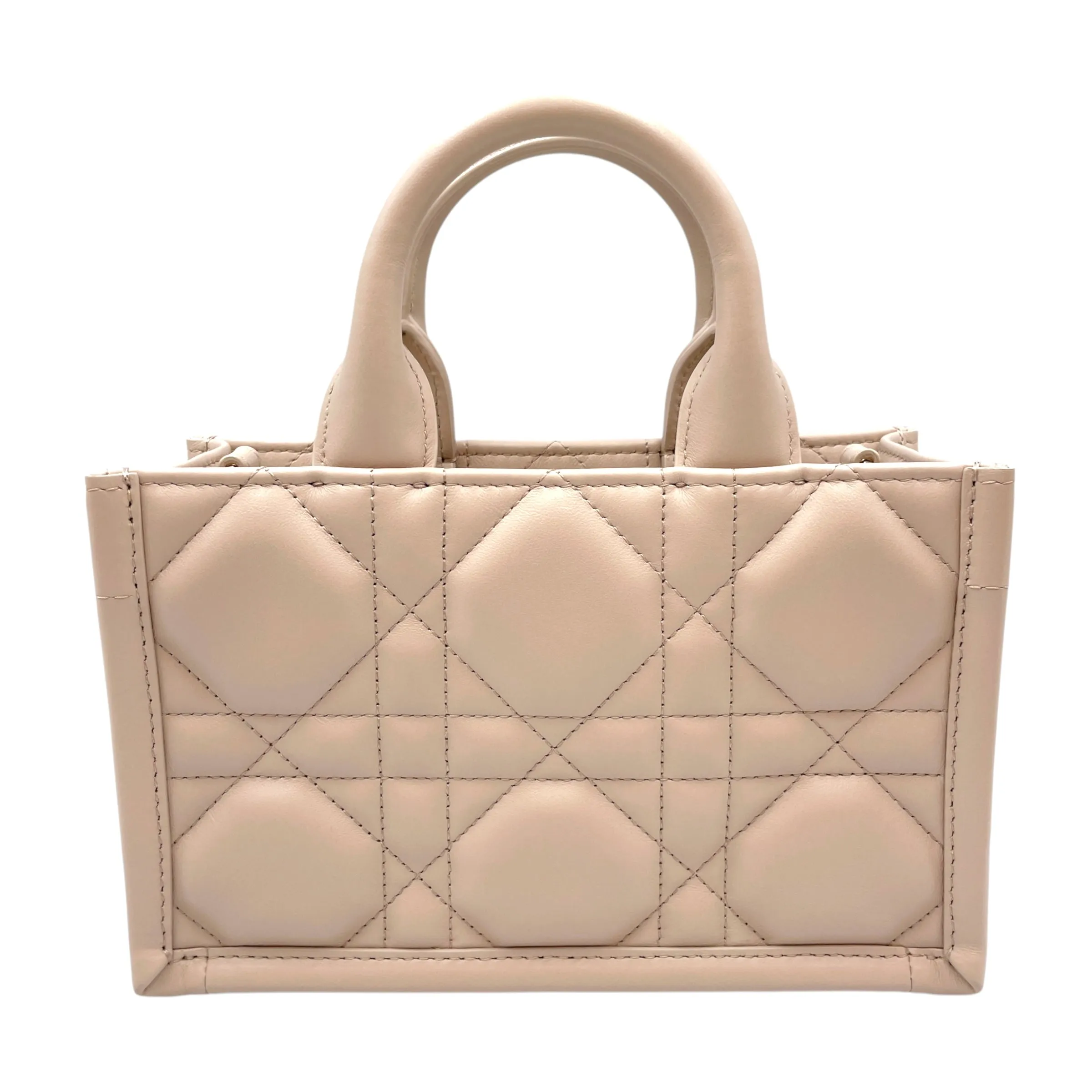 Book Tote Mini Beige in Macrocannage calf, Gold hardware