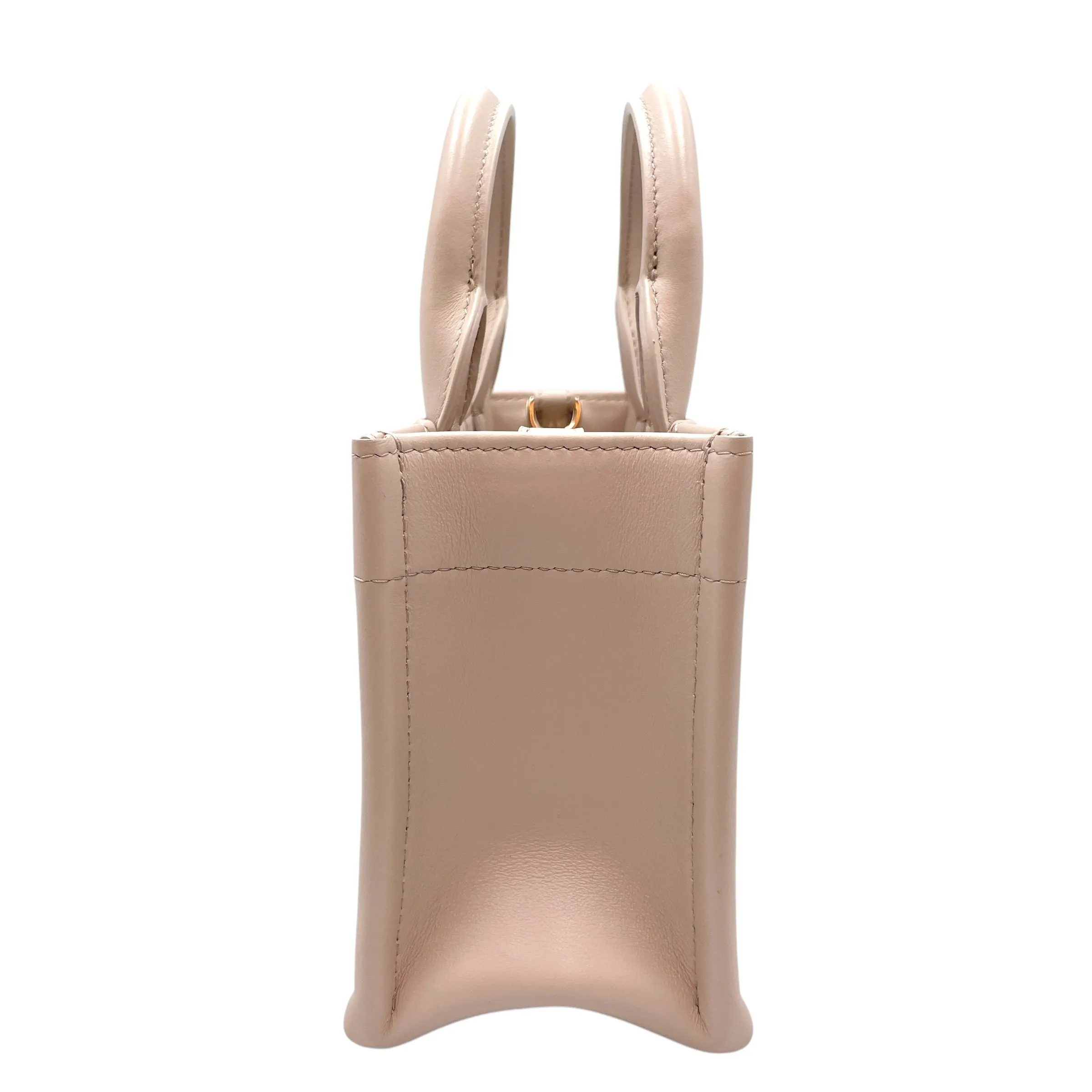 Book Tote Mini Beige in Macrocannage calf, Gold hardware