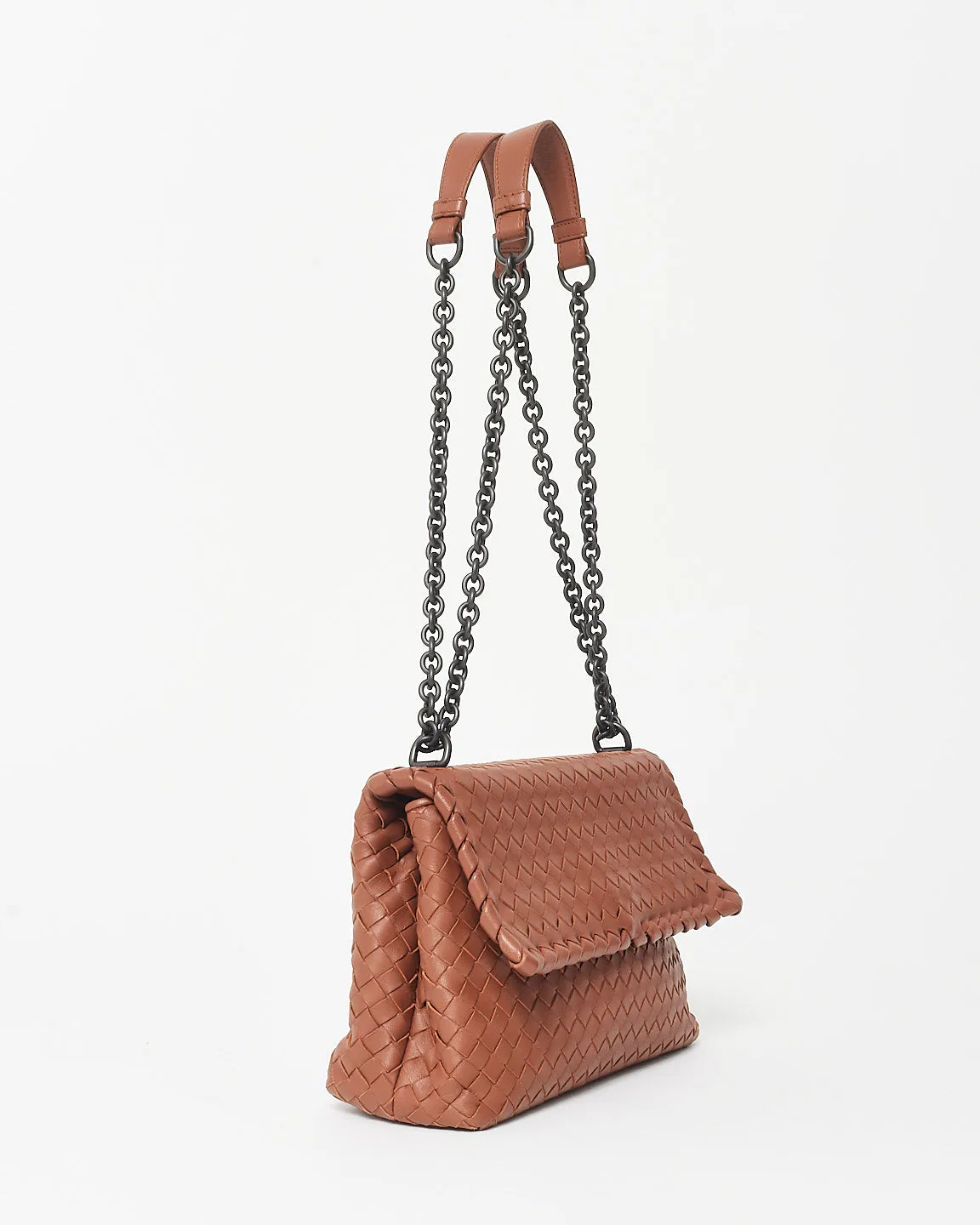 Bottega Veneta Vintage Brown Intrecciato Leather Olimpia Medium Shoulder Bag