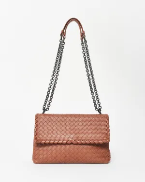 Bottega Veneta Vintage Brown Intrecciato Leather Olimpia Medium Shoulder Bag