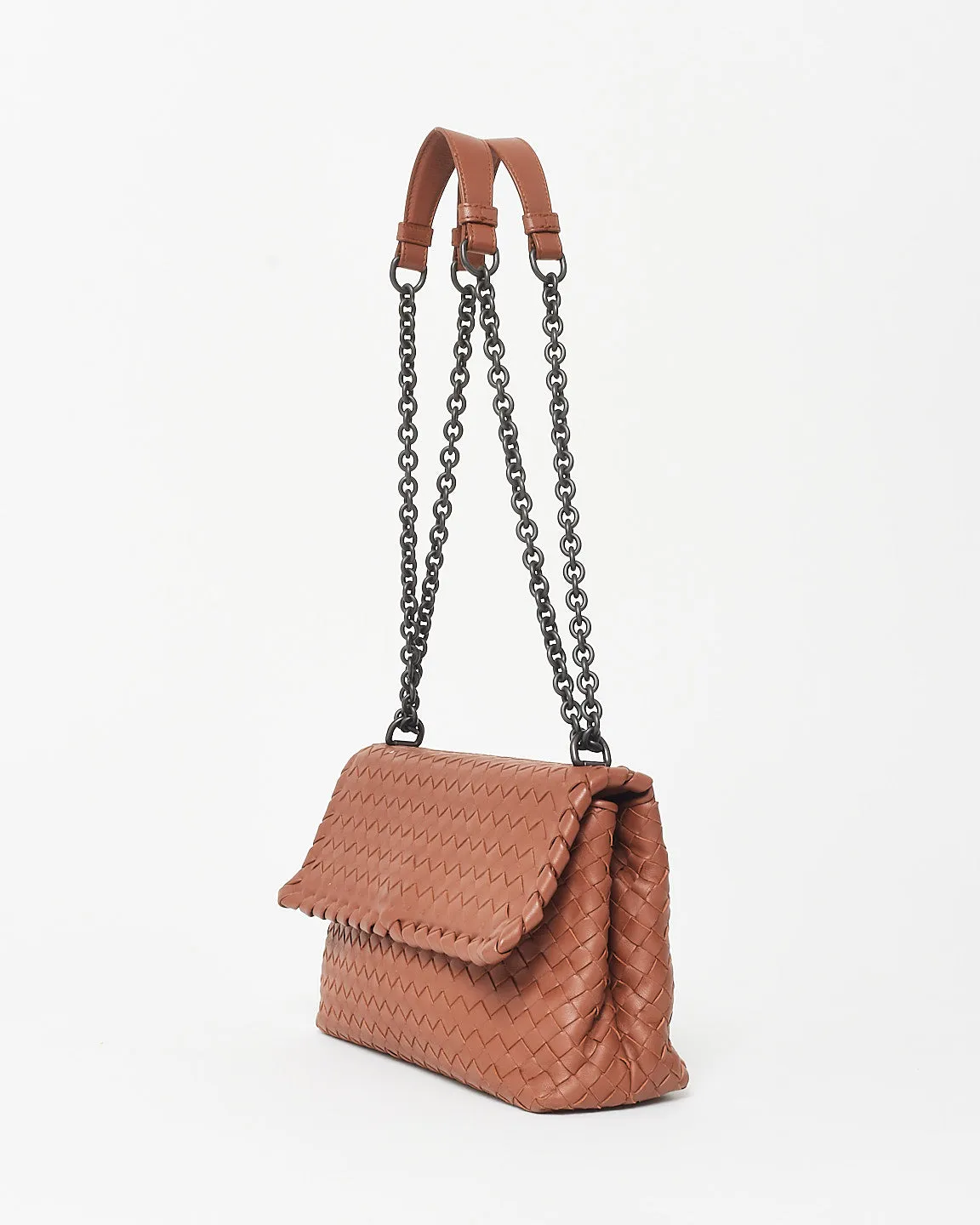 Bottega Veneta Vintage Brown Intrecciato Leather Olimpia Medium Shoulder Bag