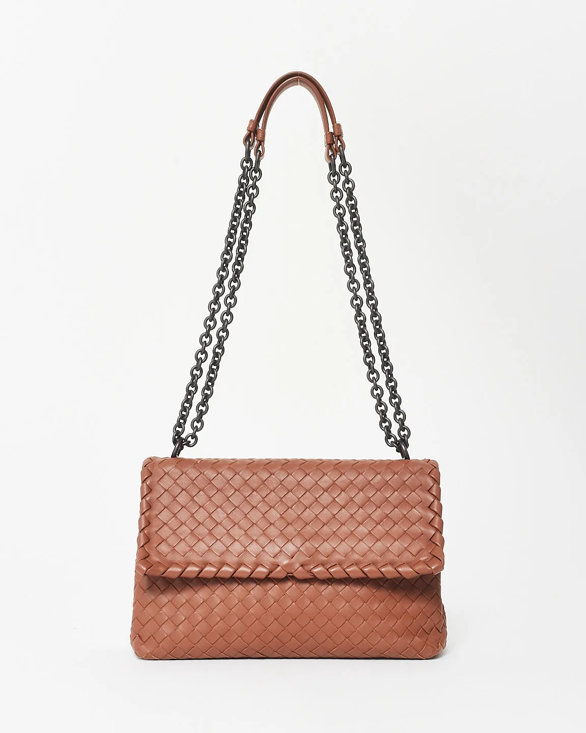 Bottega Veneta Vintage Brown Intrecciato Leather Olimpia Medium Shoulder Bag