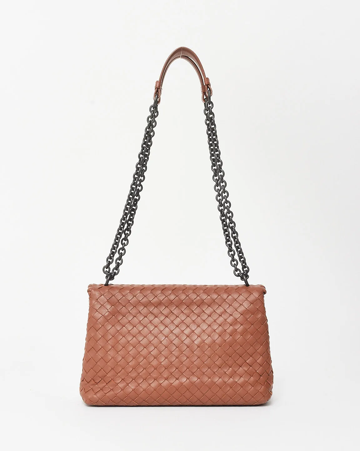 Bottega Veneta Vintage Brown Intrecciato Leather Olimpia Medium Shoulder Bag