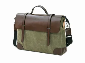 Business Messenger Briefcase Vintage Leather Canvas Messenger Bag Official bag Large schoolbag Shoulder bag Sturdy leather canvas computer notebook bag leather briefcase for men
