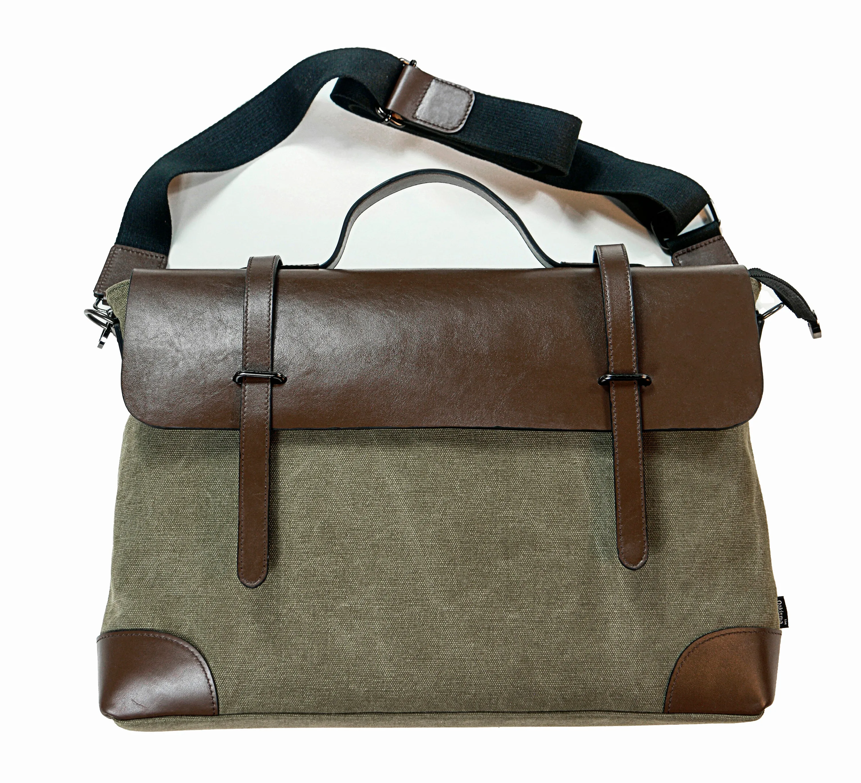 Business Messenger Briefcase Vintage Leather Canvas Messenger Bag Official bag Large schoolbag Shoulder bag Sturdy leather canvas computer notebook bag leather briefcase for men
