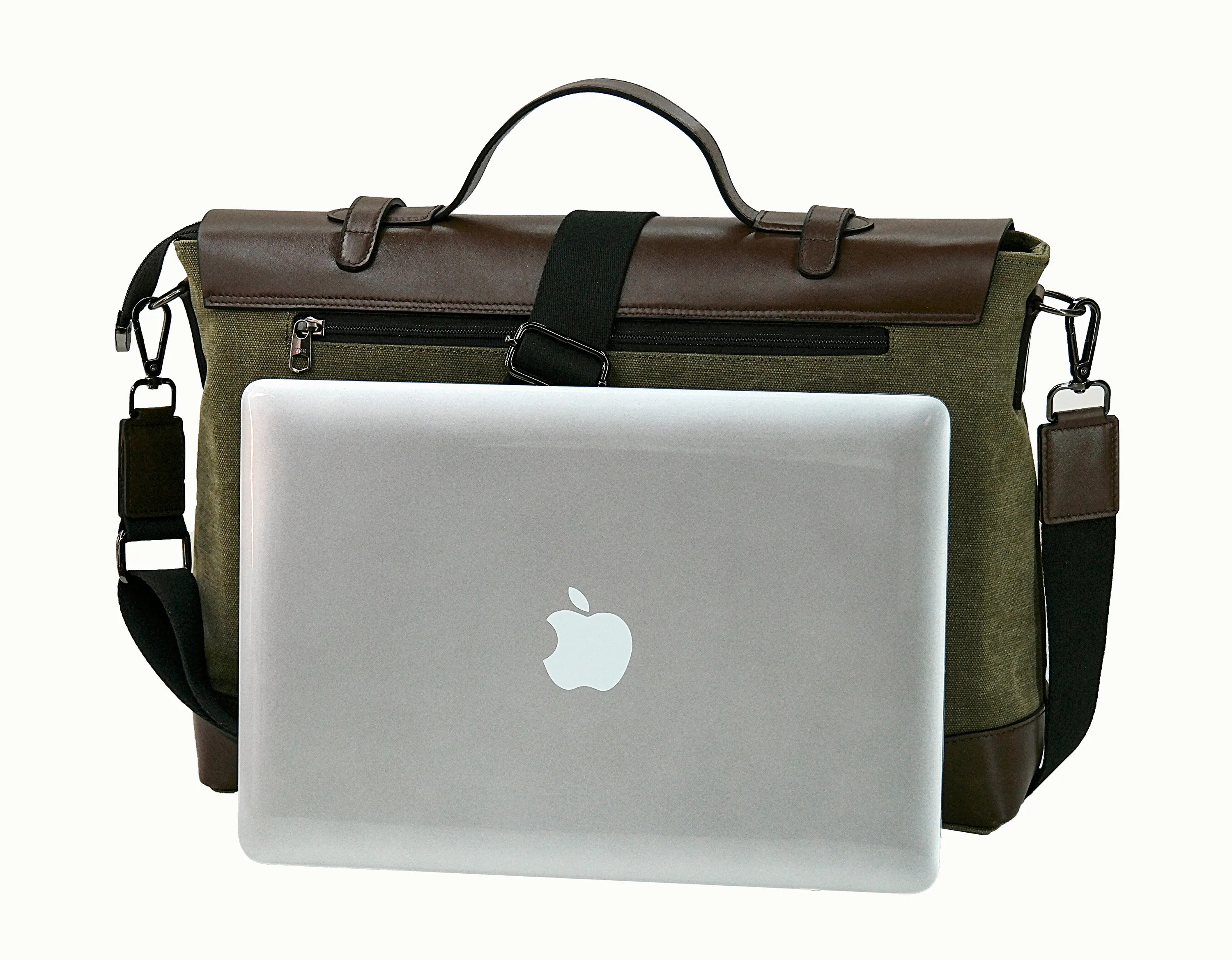 Business Messenger Briefcase Vintage Leather Canvas Messenger Bag Official bag Large schoolbag Shoulder bag Sturdy leather canvas computer notebook bag leather briefcase for men