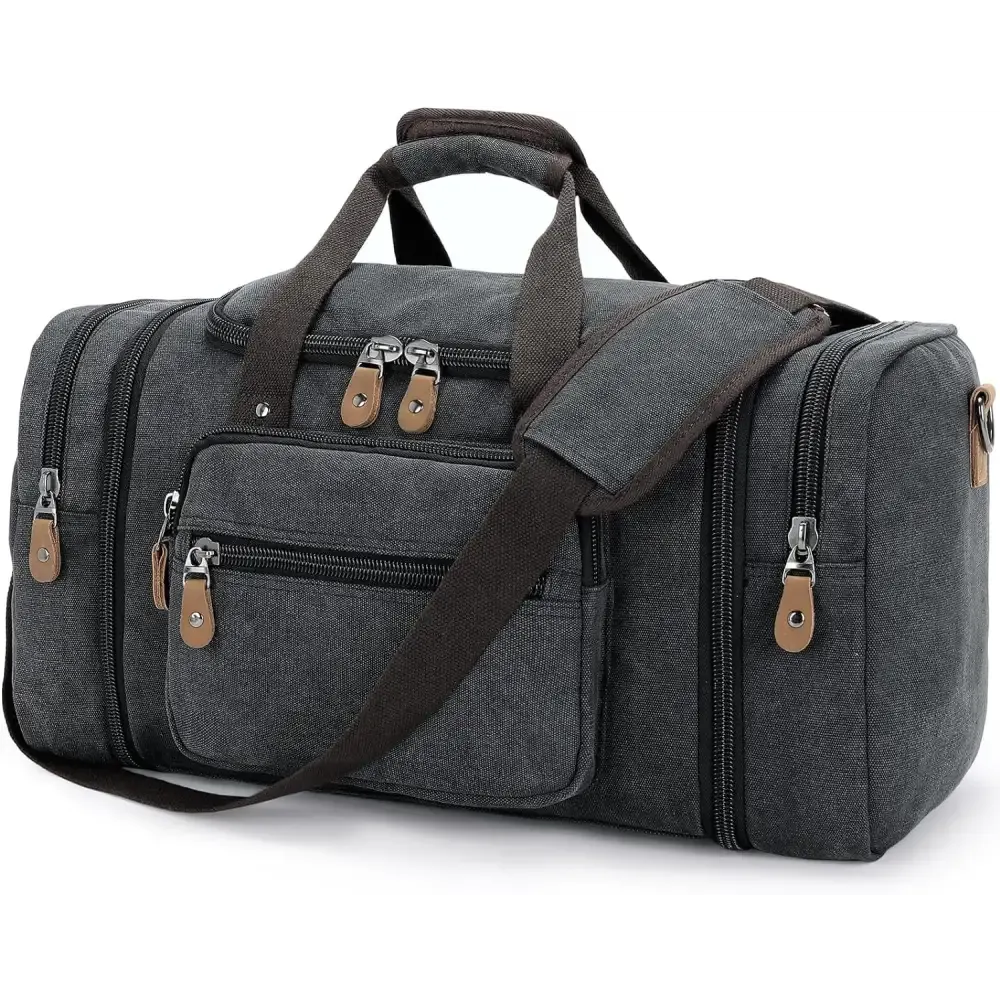 Canvas Duffel Bag with 50L Capacity and Multiple Compartments