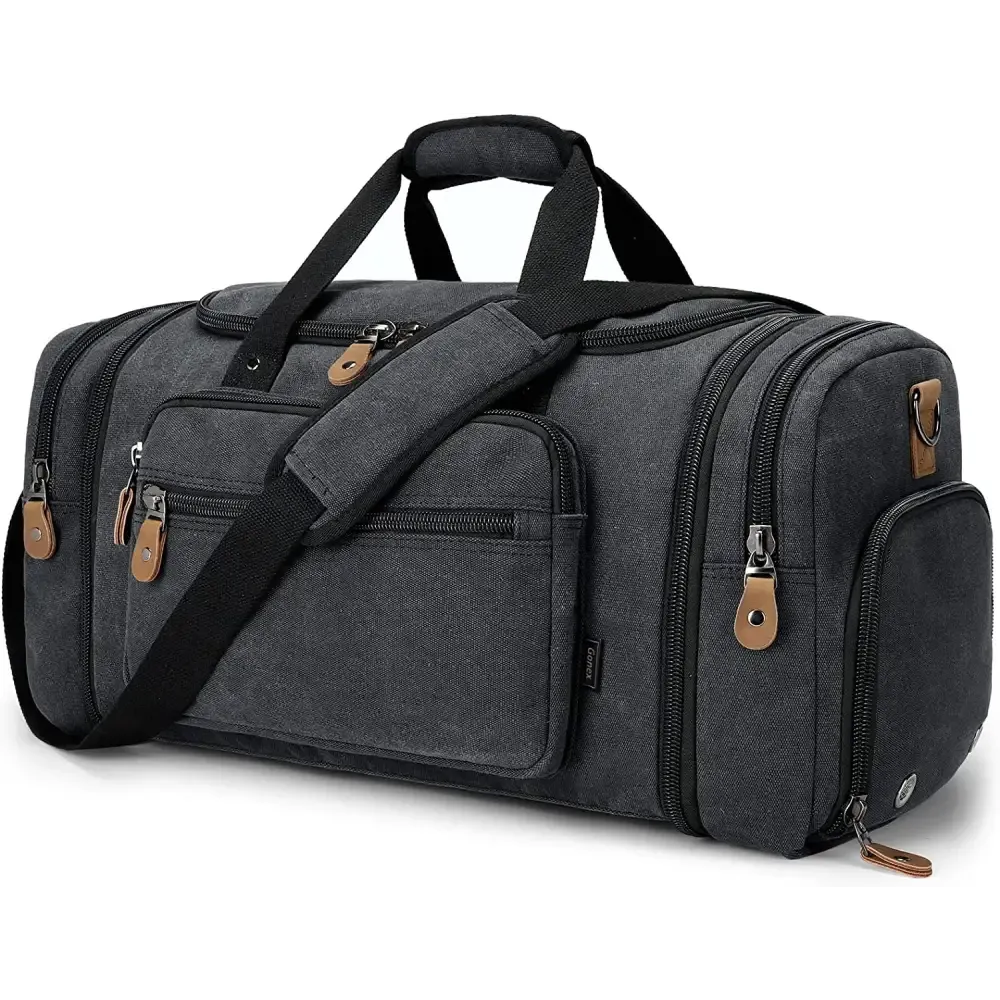 Canvas Duffel Bag with 50L Capacity and Multiple Compartments