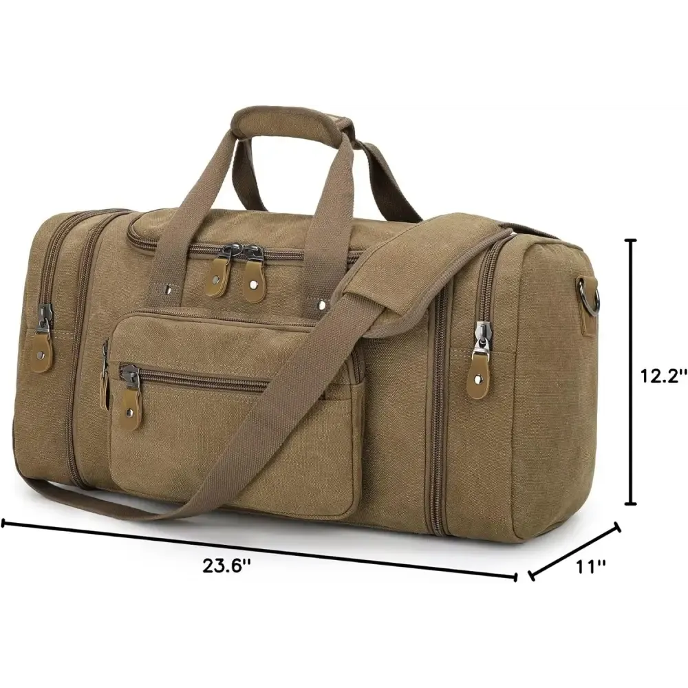 Canvas Duffel Bag with 50L Capacity and Multiple Compartments