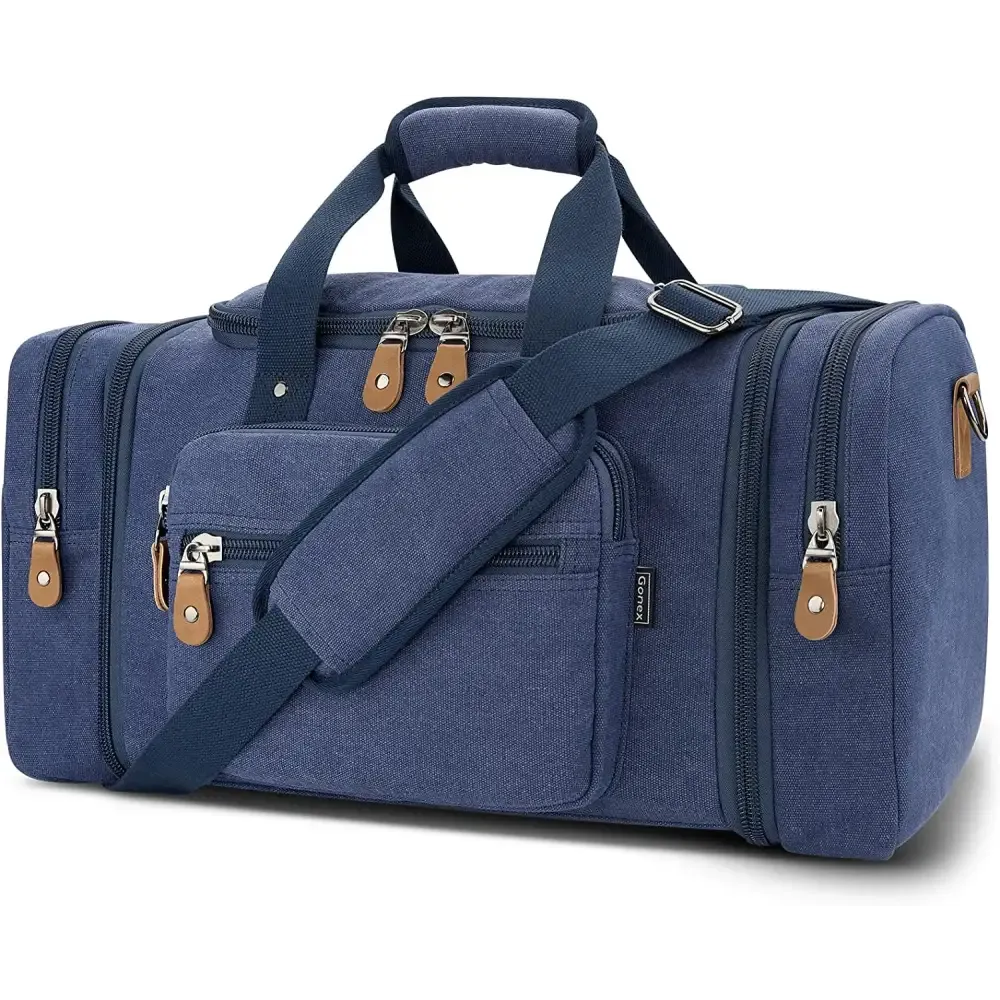 Canvas Duffel Bag with 50L Capacity and Multiple Compartments