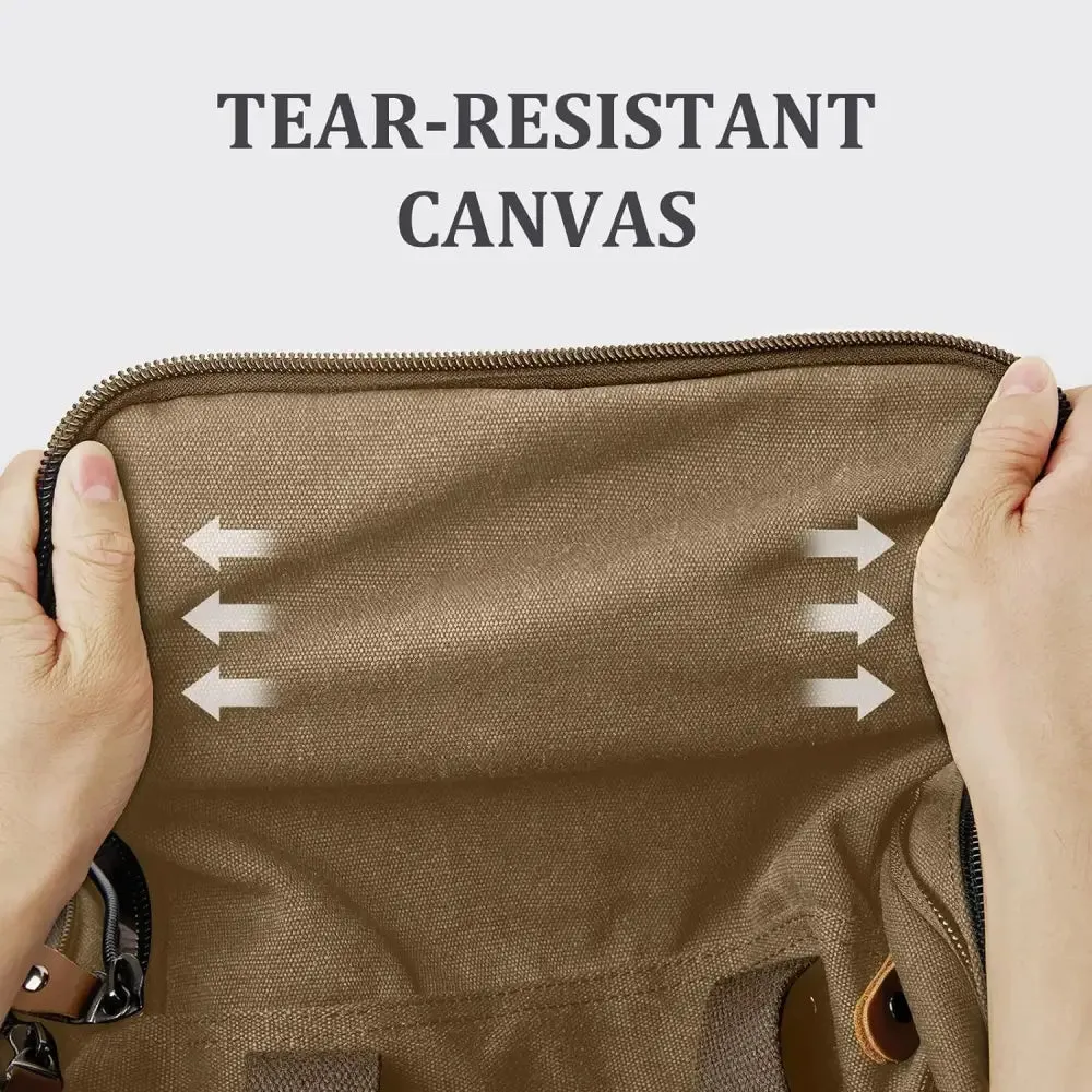 Canvas Duffel Bag with 50L Capacity and Multiple Compartments