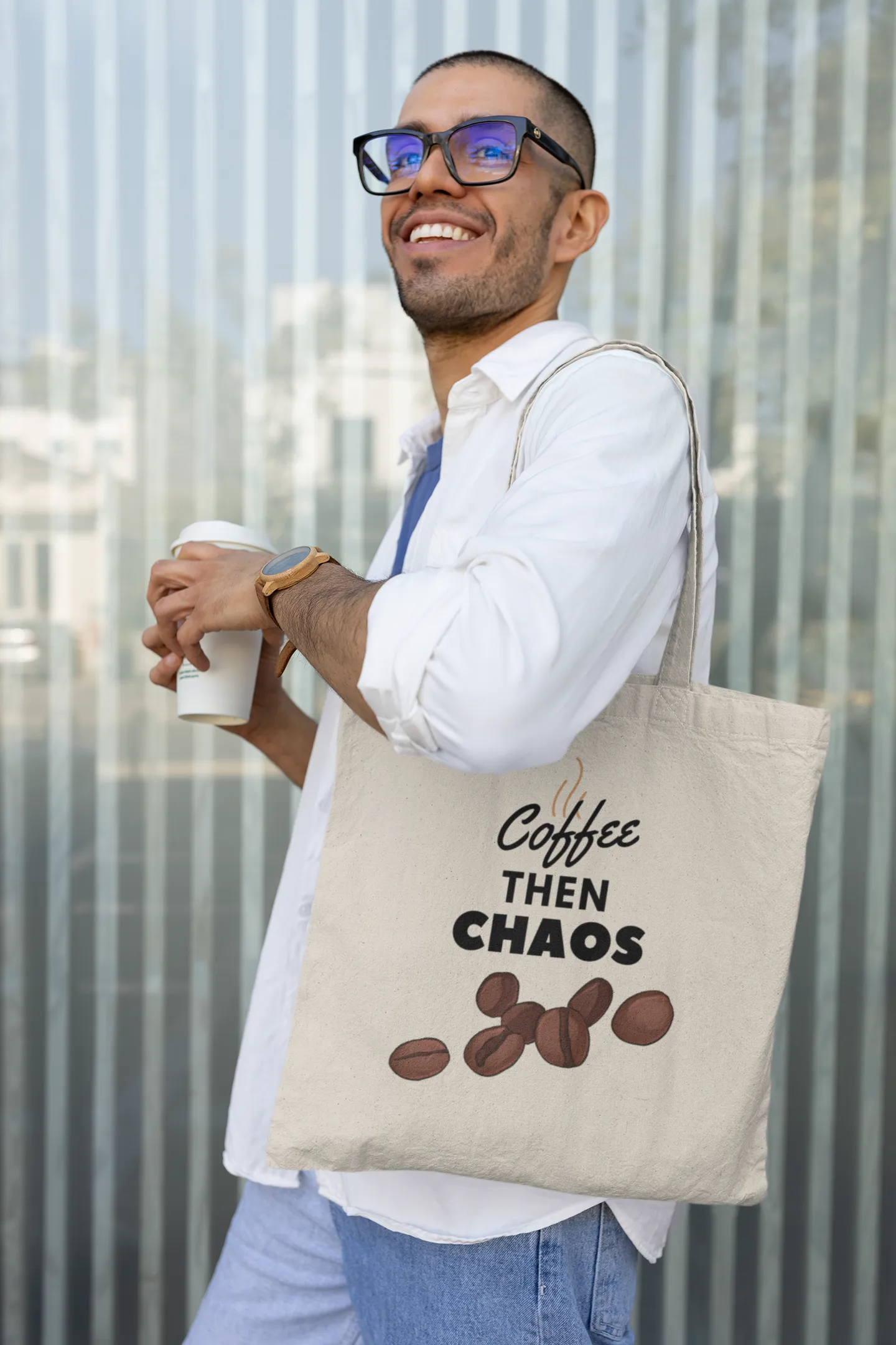 Canvas Tote Bag - Coffee then Chaos