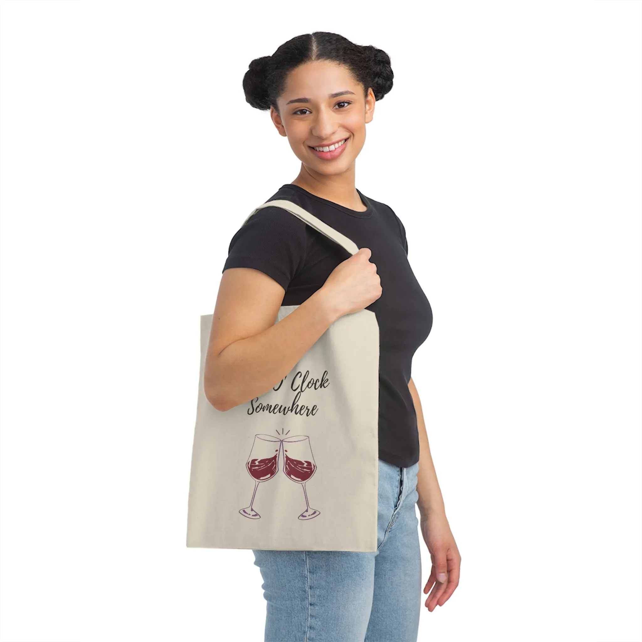 Canvas Tote Bag, It's Wine 'O' Clock Somewhere