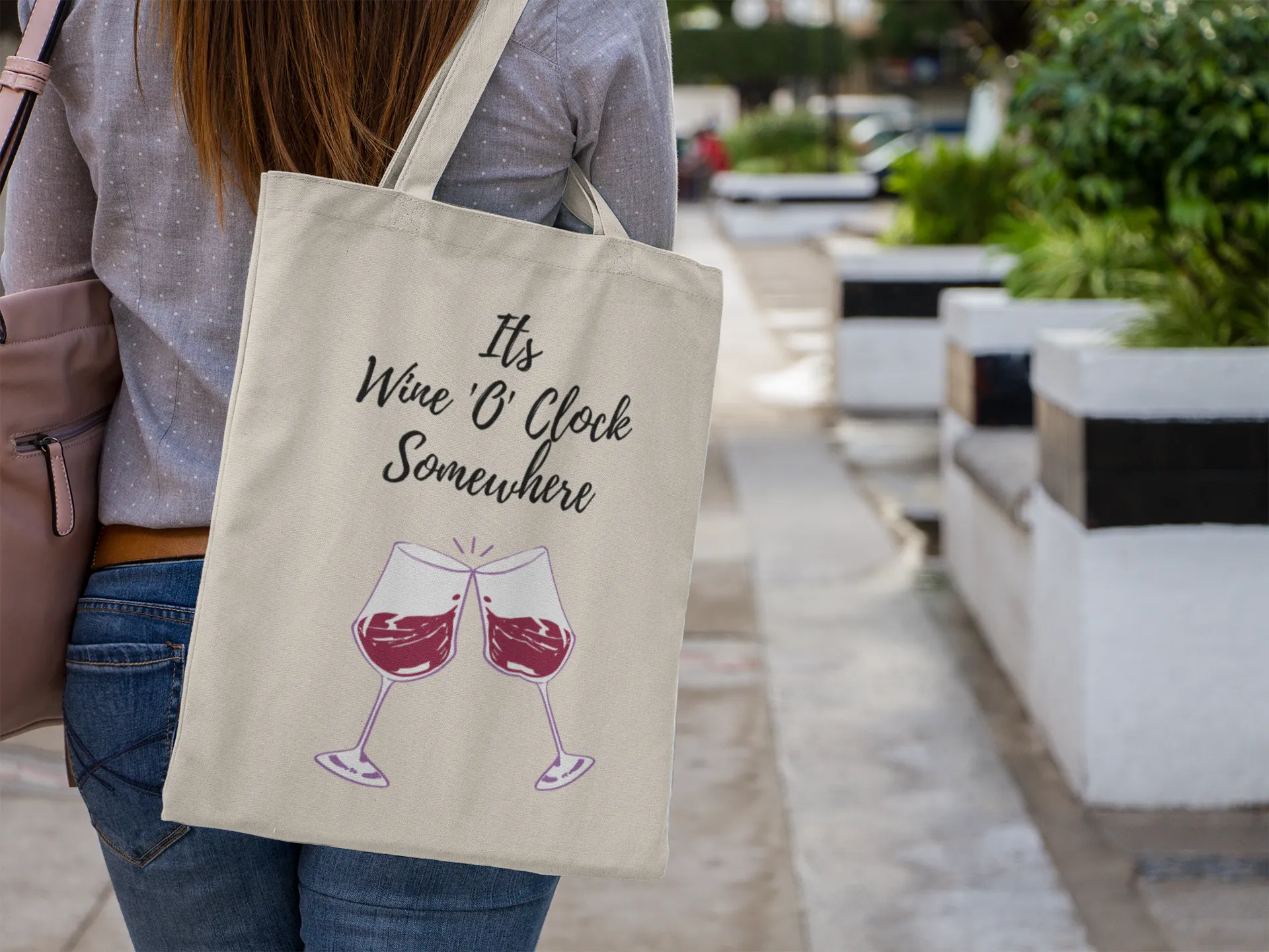 Canvas Tote Bag, It's Wine 'O' Clock Somewhere
