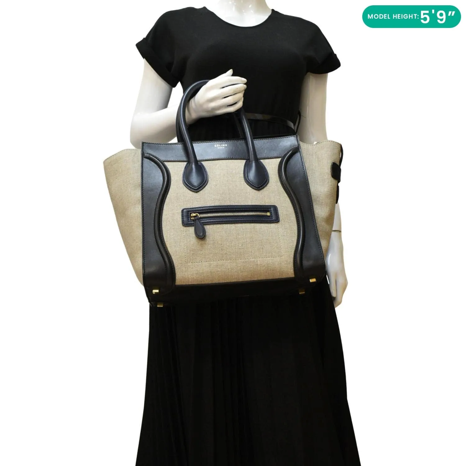 CELINE Mini Luggage Leather Tote Bag Tricolor
