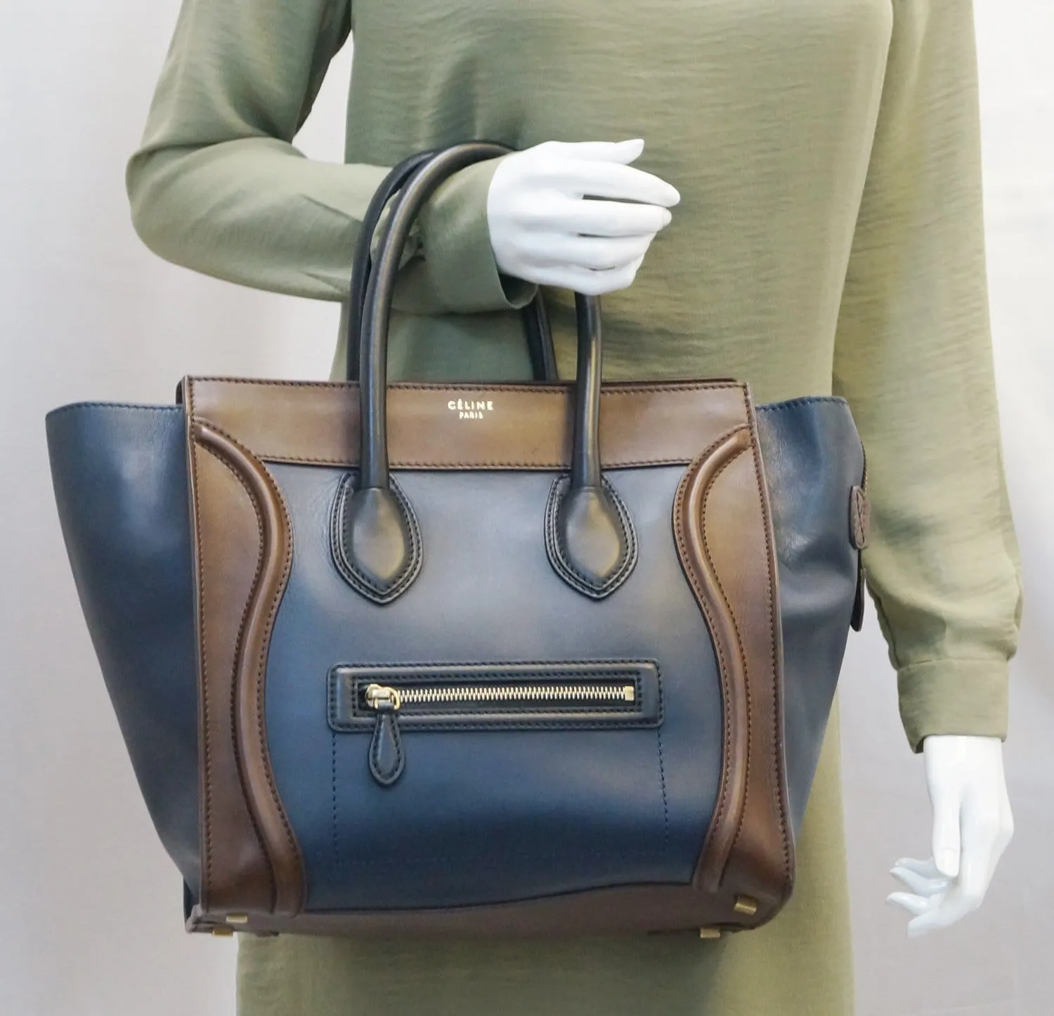 CELINE Phoebe Philo Tricolor Mini Luggage Tote Bag