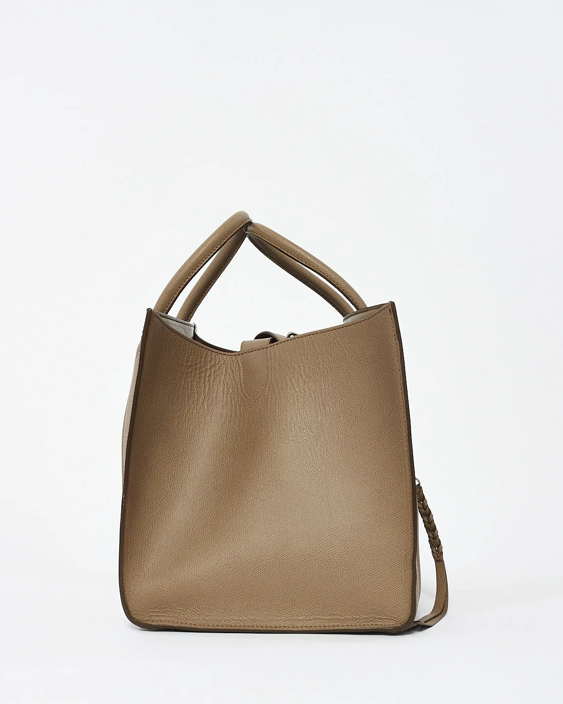 Celine Taupe Grey Leather Medium Phantom Luggage Tote Bag