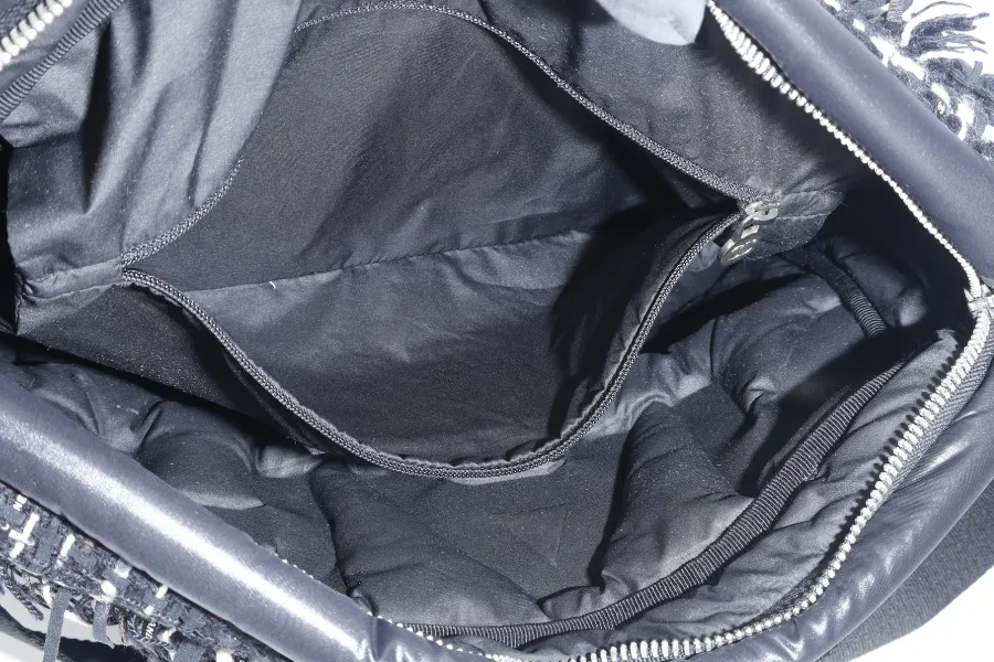 CHANEL DOUDOUNE CROSSBODY (2654xxxx) BLACK NYLON SILVER HARDWARE WITH CARD AND DUST COVER