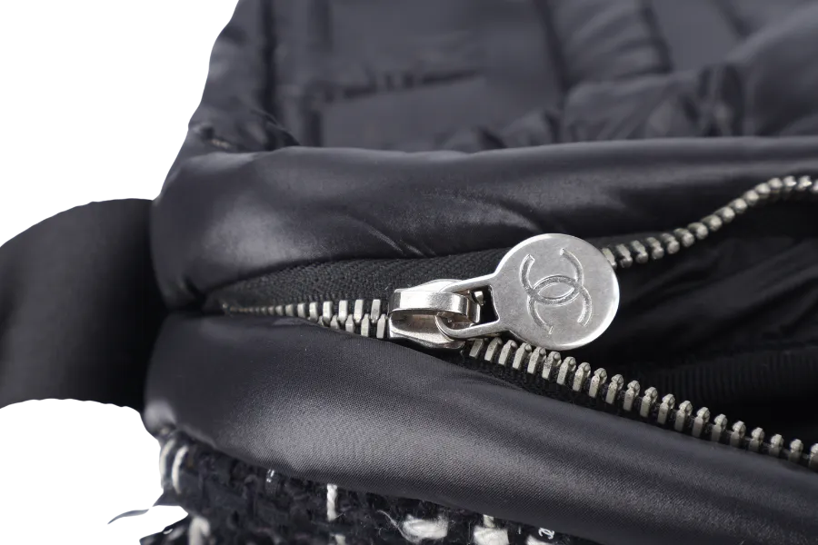 CHANEL DOUDOUNE CROSSBODY (2654xxxx) BLACK NYLON SILVER HARDWARE WITH CARD AND DUST COVER