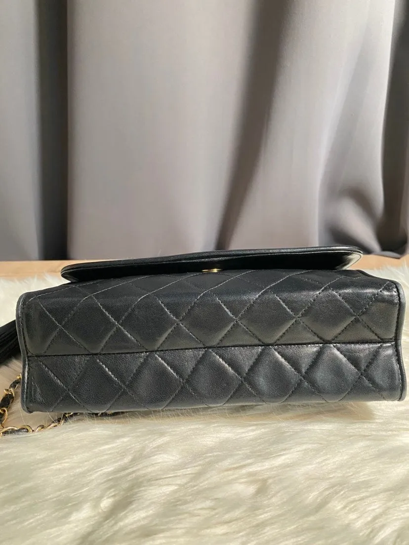 Chanel Quilted Black Leather Messenger Bag
