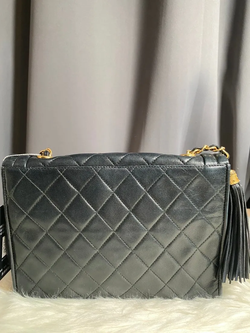Chanel Quilted Black Leather Messenger Bag