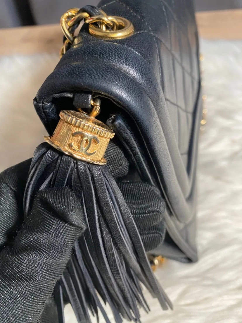 Chanel Quilted Black Leather Messenger Bag