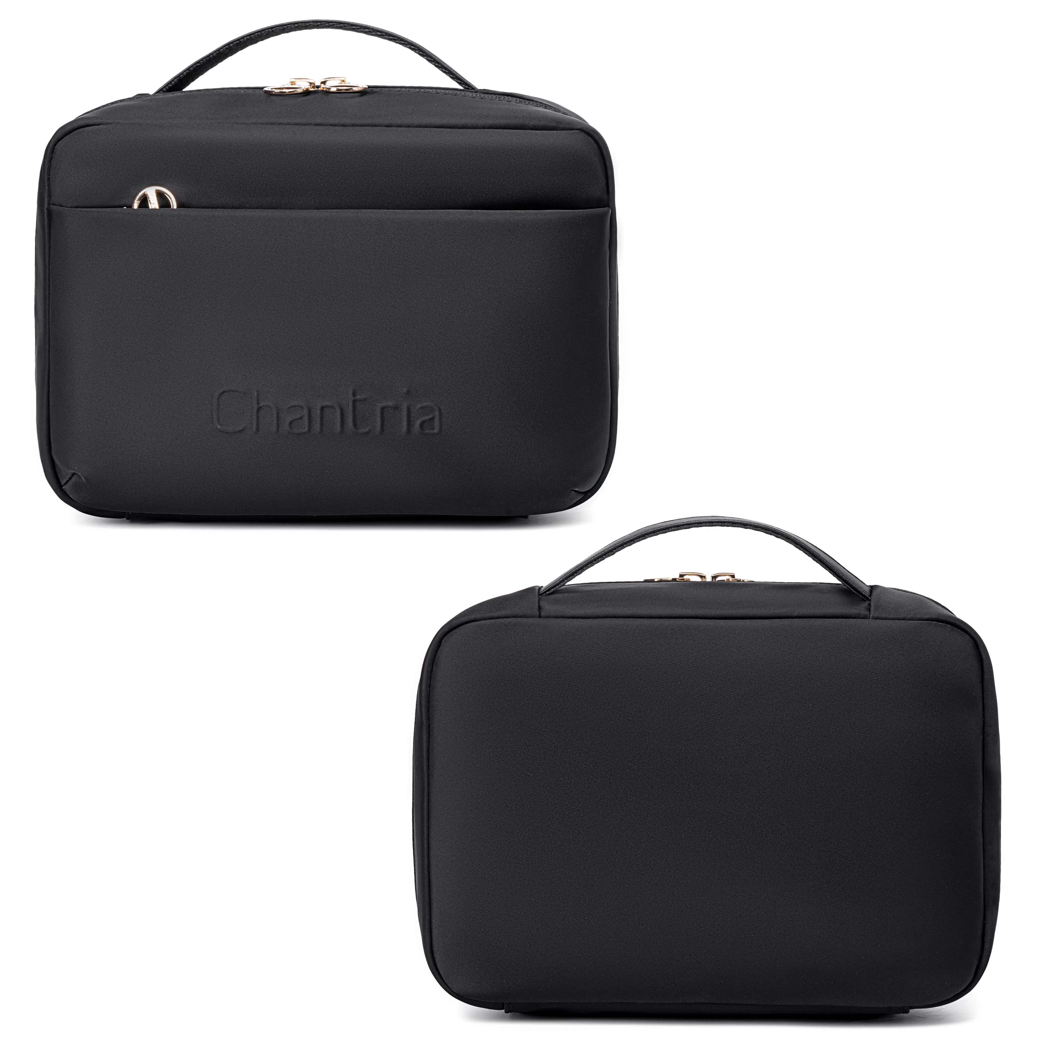 Chantria Premium Lightweight Carry All Cosmetic Bag for Women Water Resistant Multifunctional Clutch Bag with Multiple Pockets and 180° Degree Opening, CB00793