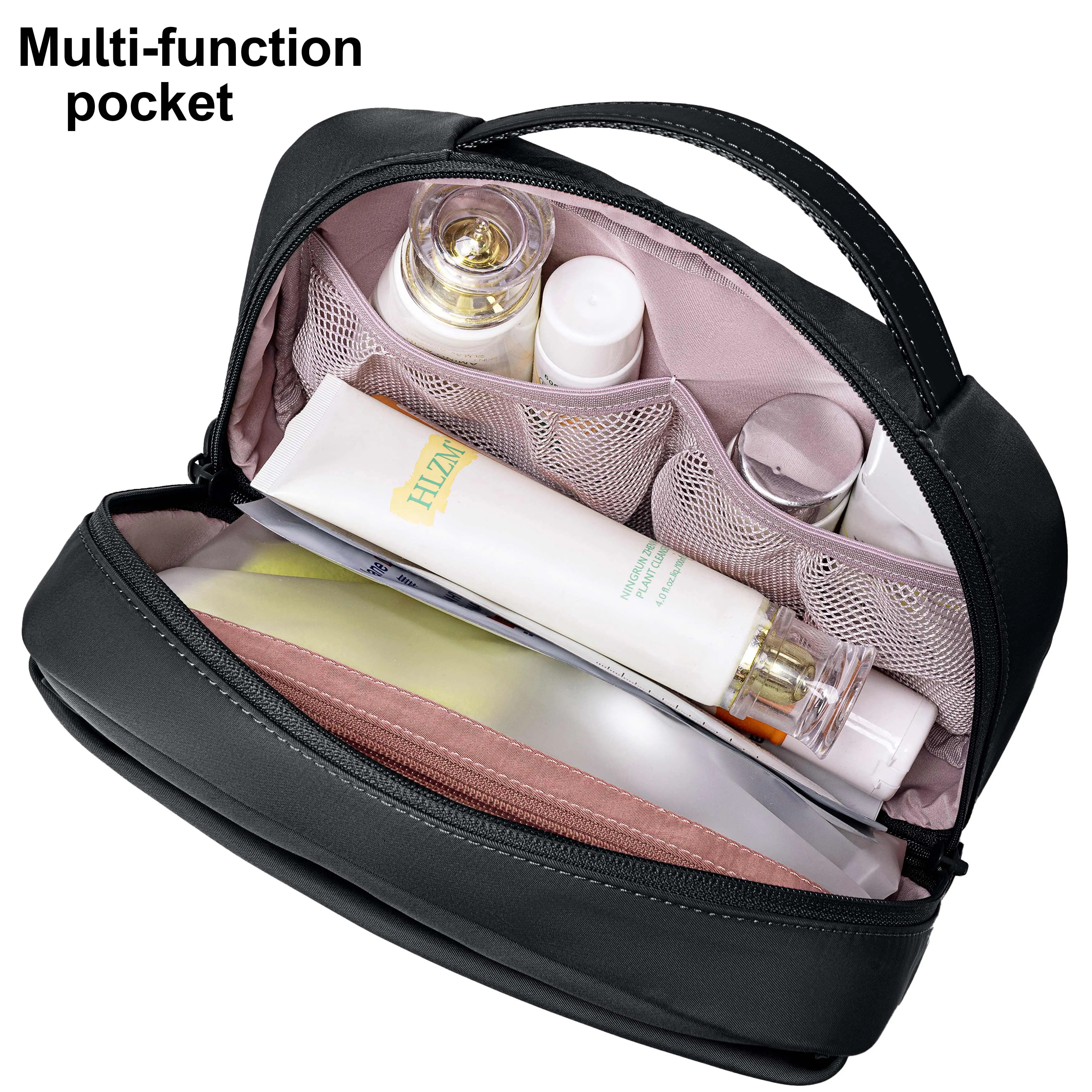 Chantria Premium Lightweight Carry All Cosmetic Bag for Women Water Resistant Multifunctional Clutch Bag with Multiple Pockets and 180° Degree Opening, CB00793