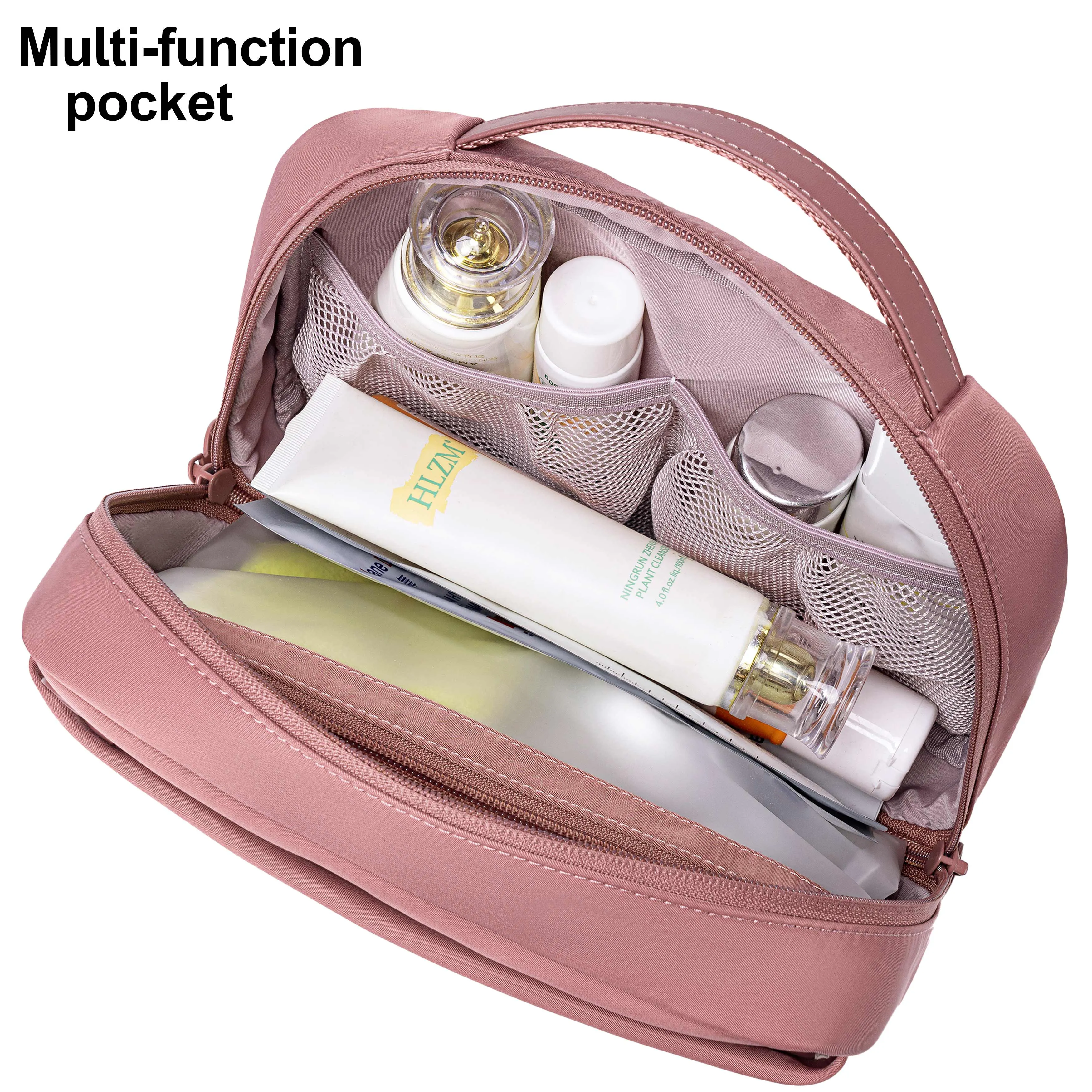 Chantria Premium Lightweight Carry All Cosmetic Bag for Women Water Resistant Multifunctional Clutch Bag with Multiple Pockets and 180° Degree Opening, CB00793