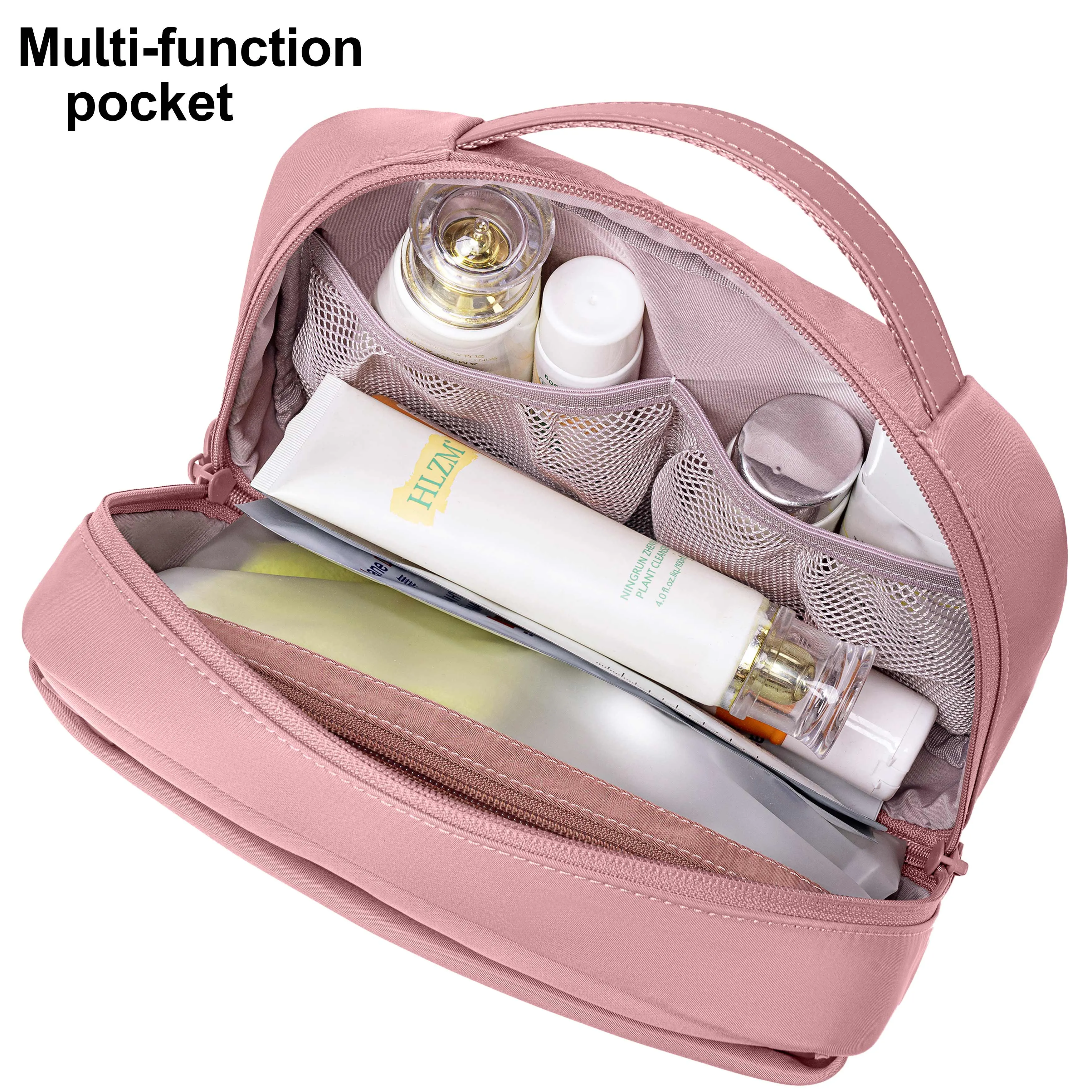 Chantria Premium Lightweight Carry All Cosmetic Bag for Women Water Resistant Multifunctional Clutch Bag with Multiple Pockets and 180° Degree Opening, CB00793