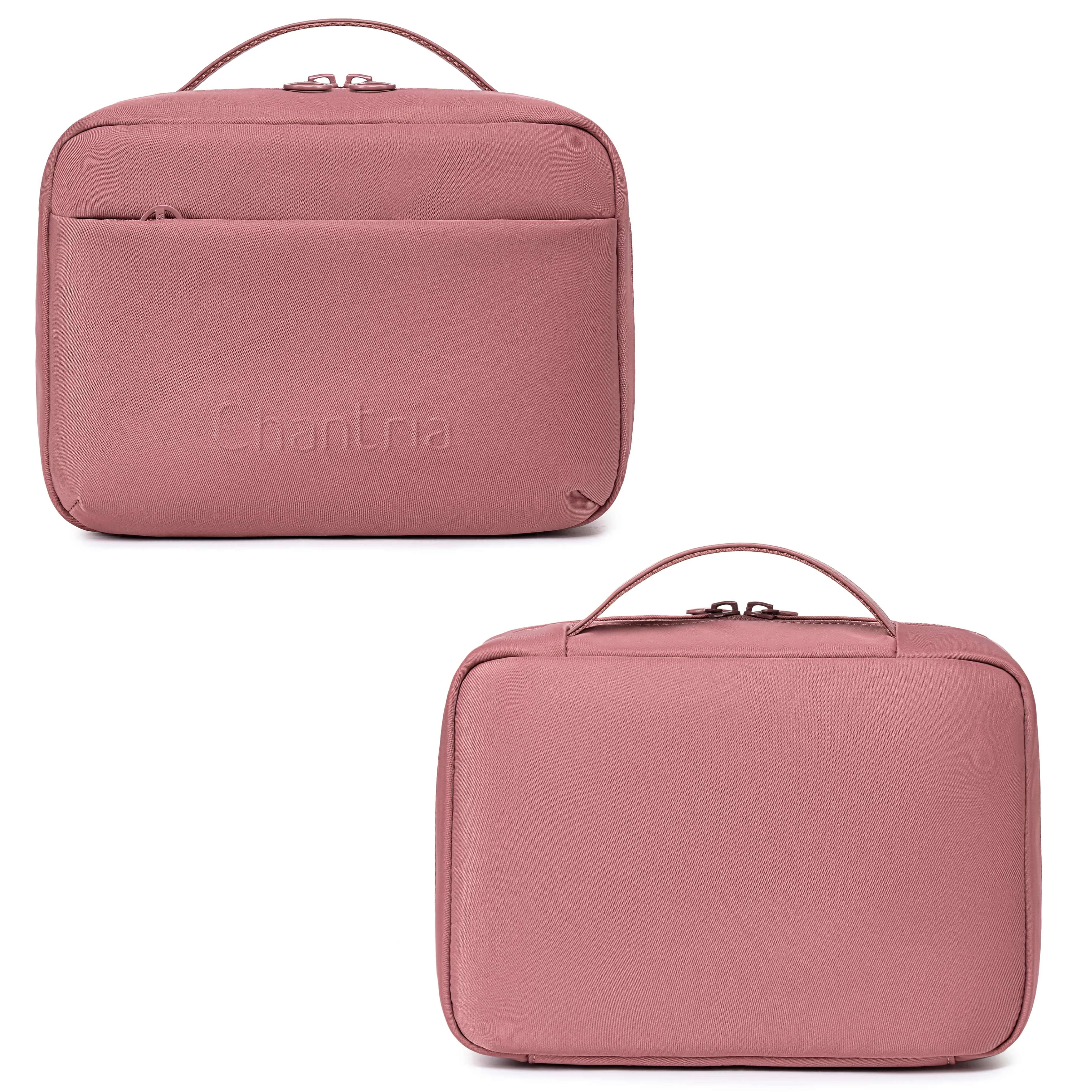 Chantria Premium Lightweight Carry All Cosmetic Bag for Women Water Resistant Multifunctional Clutch Bag with Multiple Pockets and 180° Degree Opening, CB00793