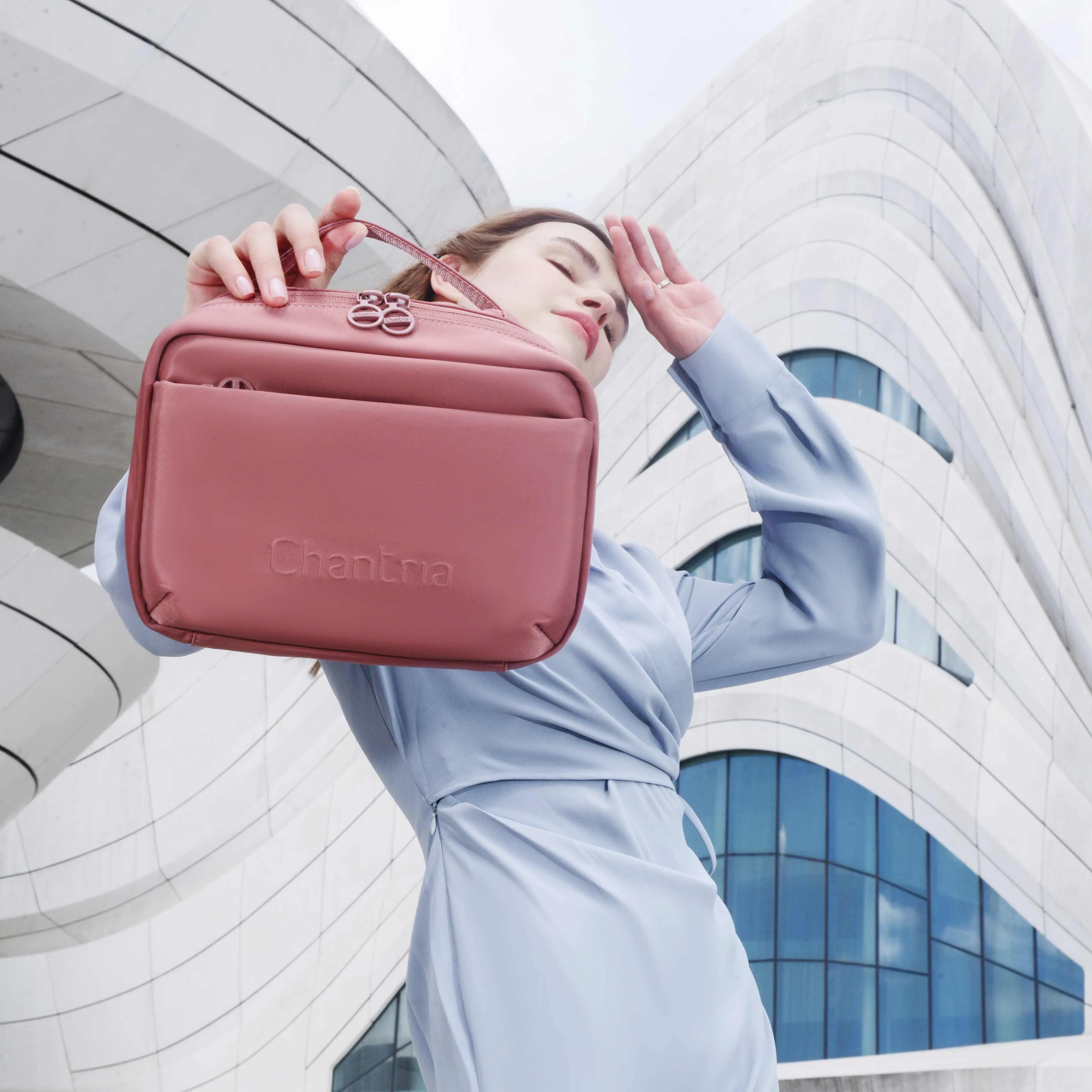 Chantria Premium Lightweight Carry All Cosmetic Bag for Women Water Resistant Multifunctional Clutch Bag with Multiple Pockets and 180° Degree Opening, CB00793