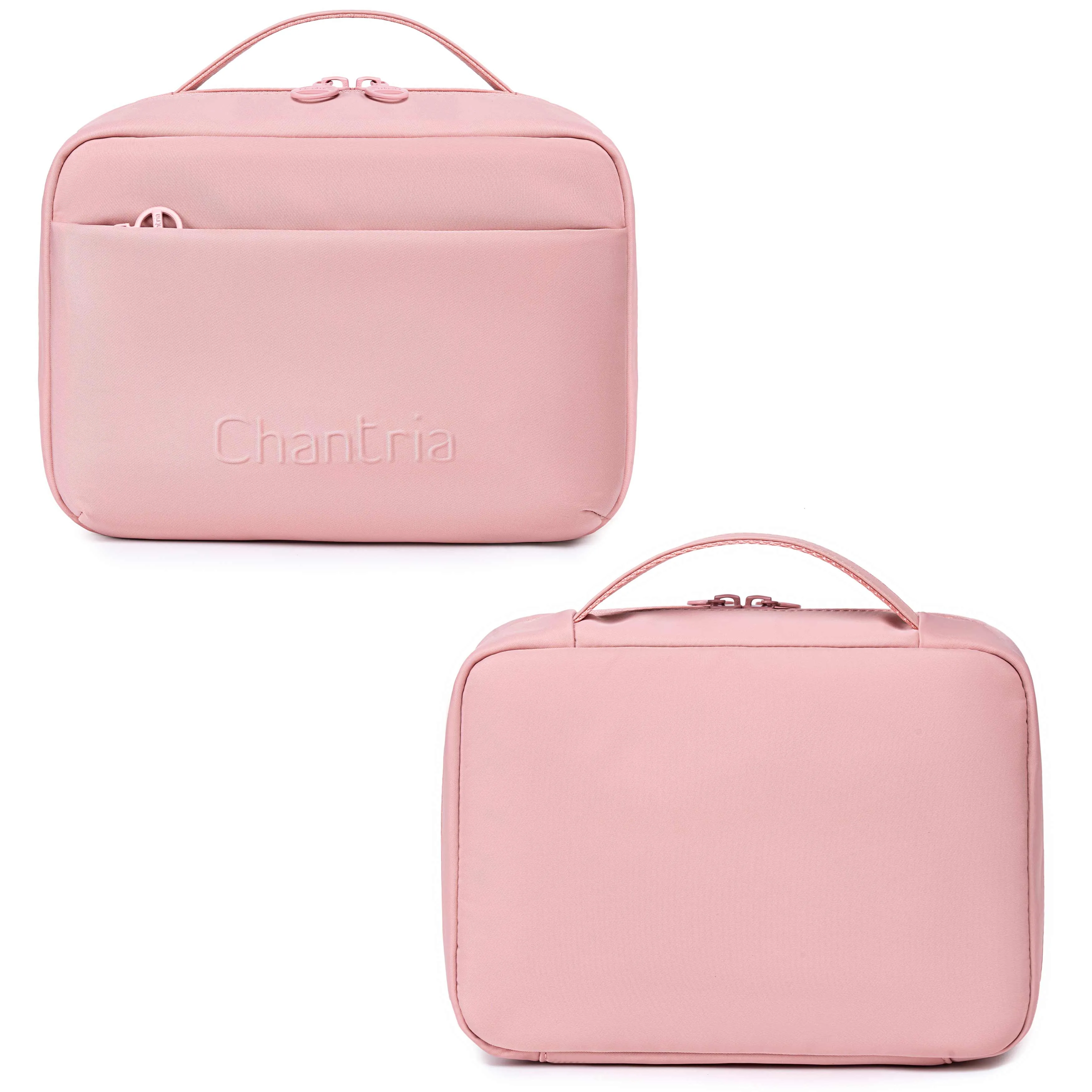Chantria Premium Lightweight Carry All Cosmetic Bag for Women Water Resistant Multifunctional Clutch Bag with Multiple Pockets and 180° Degree Opening, CB00793