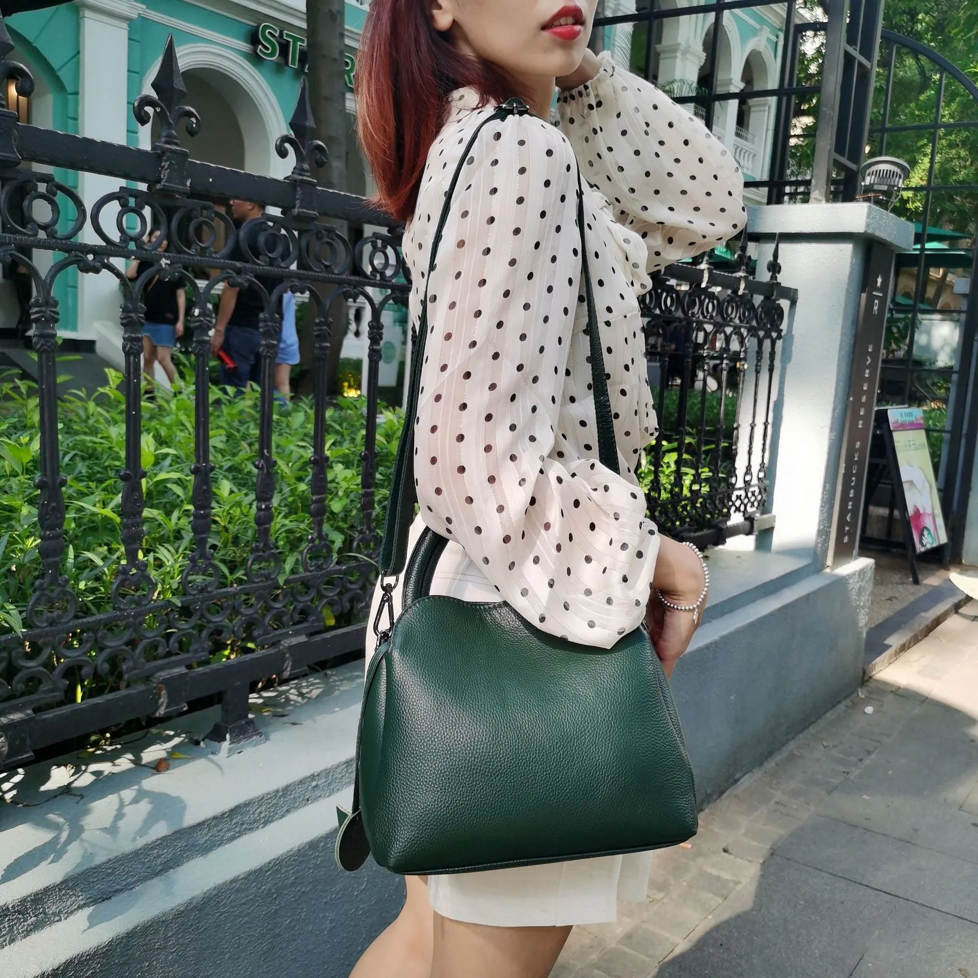 Chic First Layer Cowhide Leather Women Handbag 2 Sizes