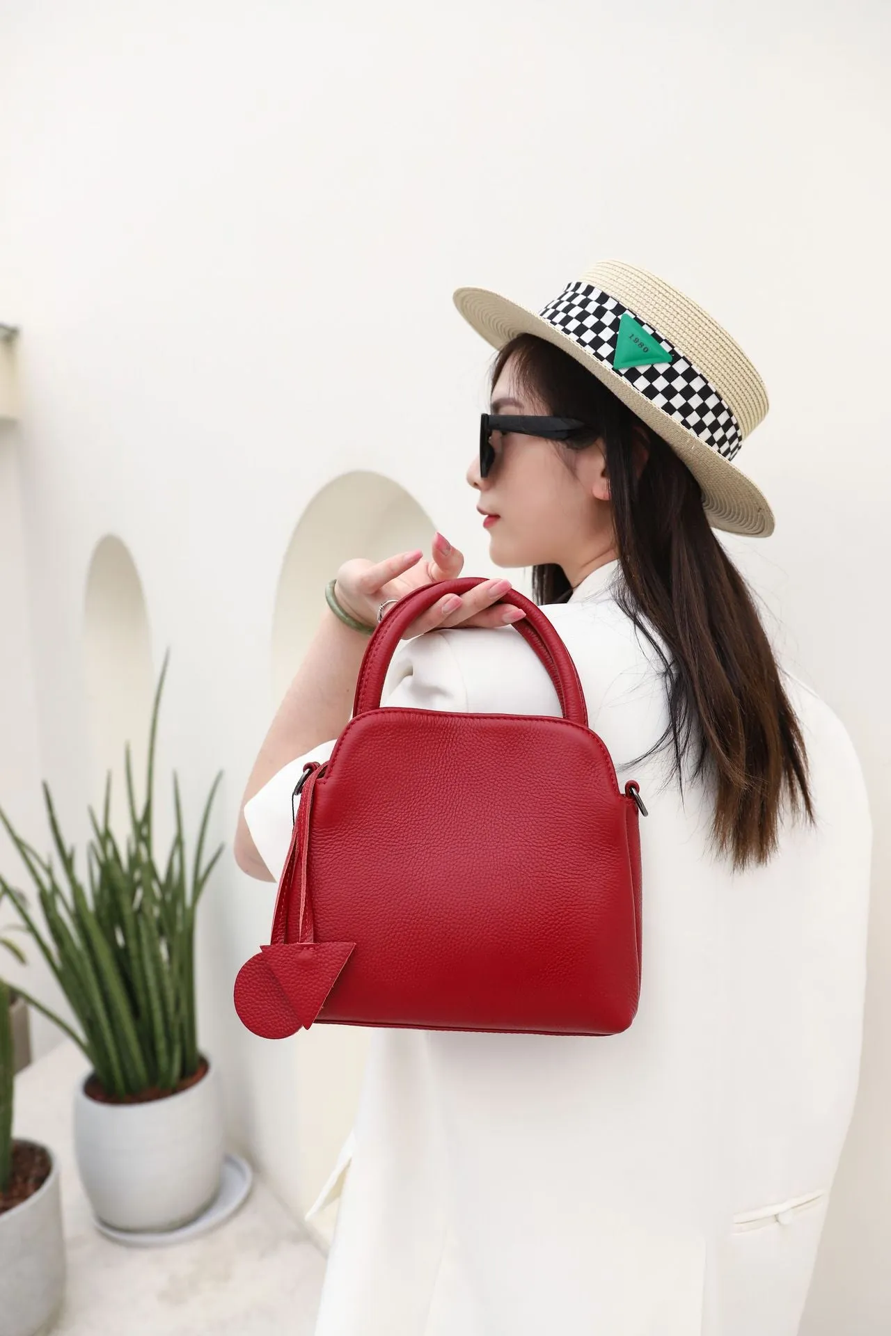 Chic First Layer Cowhide Leather Women Handbag 2 Sizes