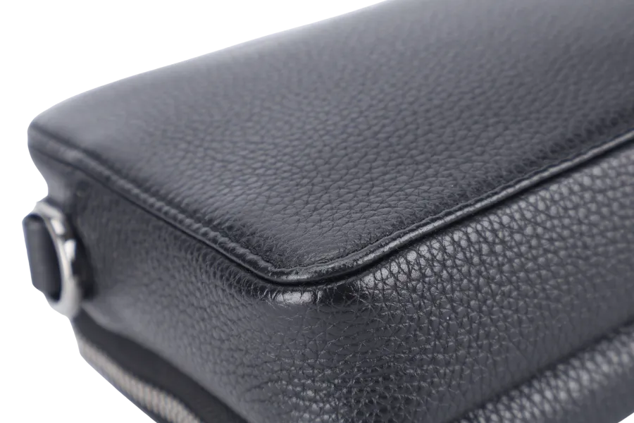 CHRISTIAN DIOR GRAINED BLACK CALFSKIN ICON ZIPPED POUCH WITH STRAPS NO DUST COVER