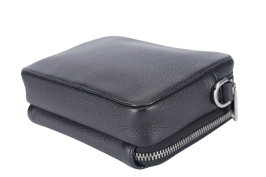 CHRISTIAN DIOR GRAINED BLACK CALFSKIN ICON ZIPPED POUCH WITH STRAPS NO DUST COVER