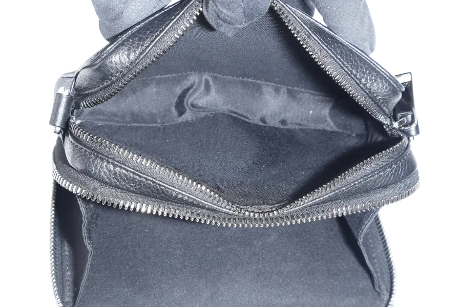 CHRISTIAN DIOR GRAINED BLACK CALFSKIN ICON ZIPPED POUCH WITH STRAPS NO DUST COVER