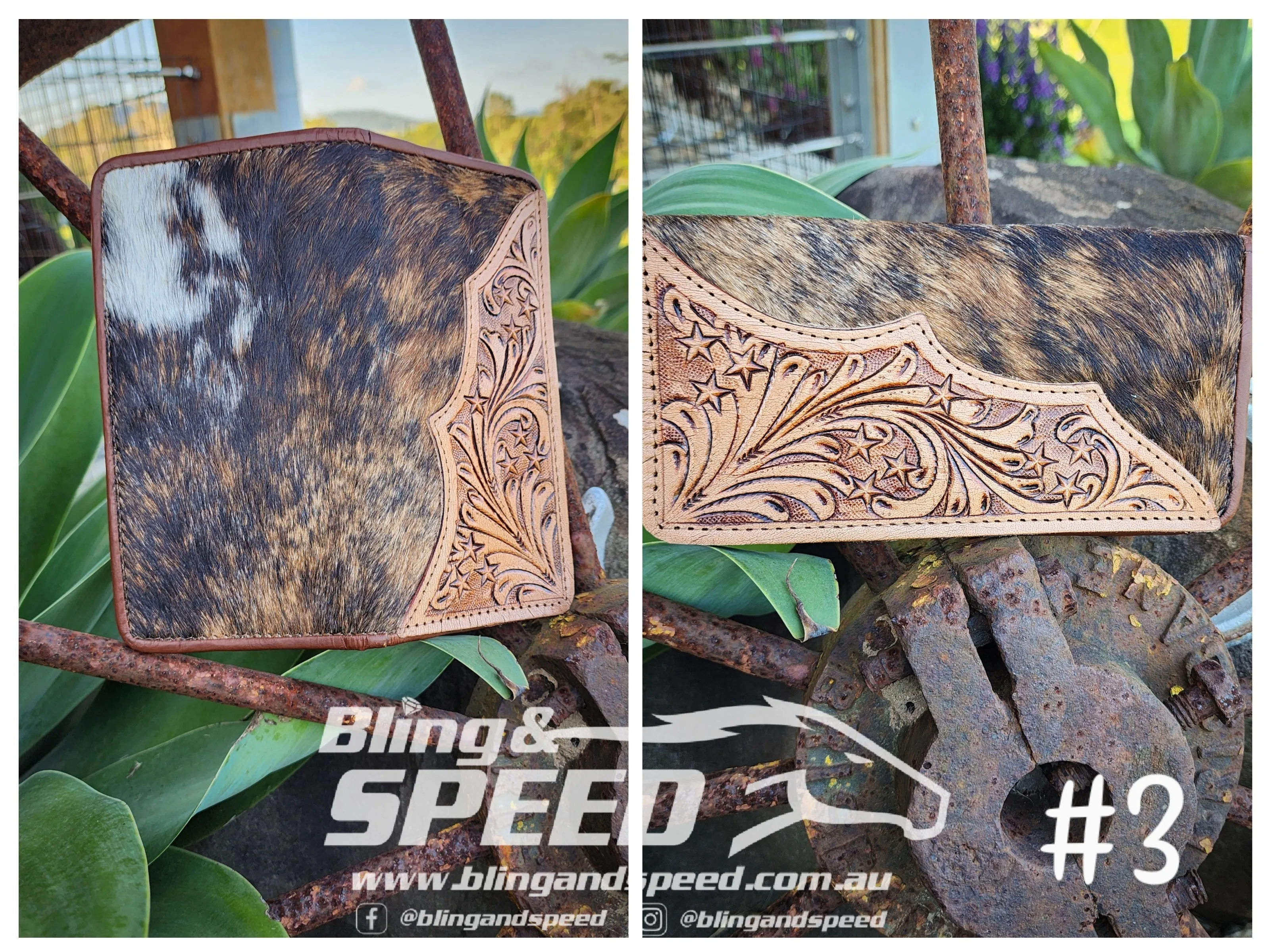 Cowhide and Leather Wallet