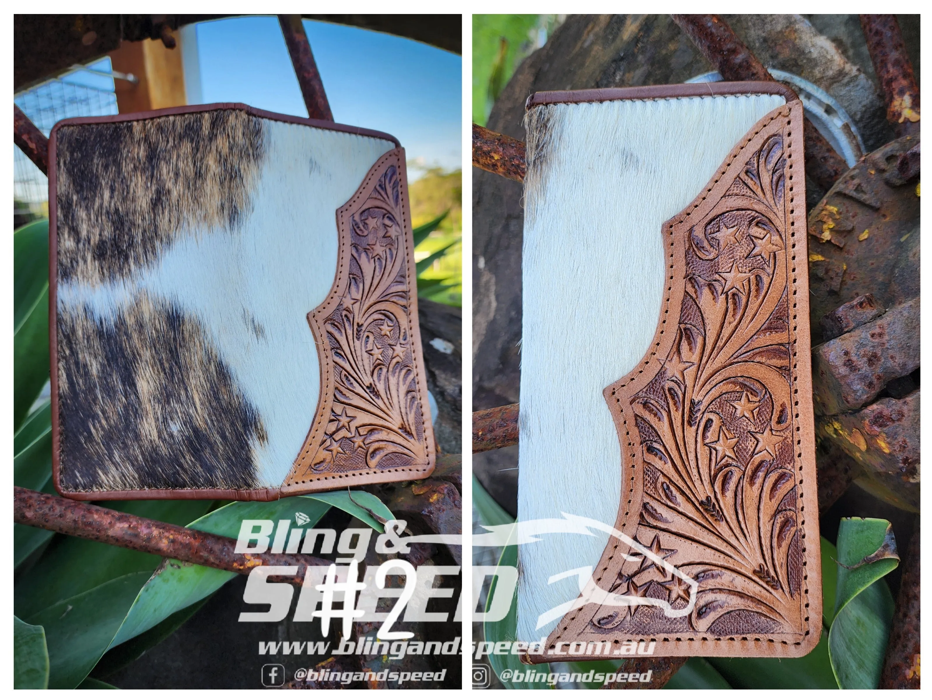 Cowhide and Leather Wallet
