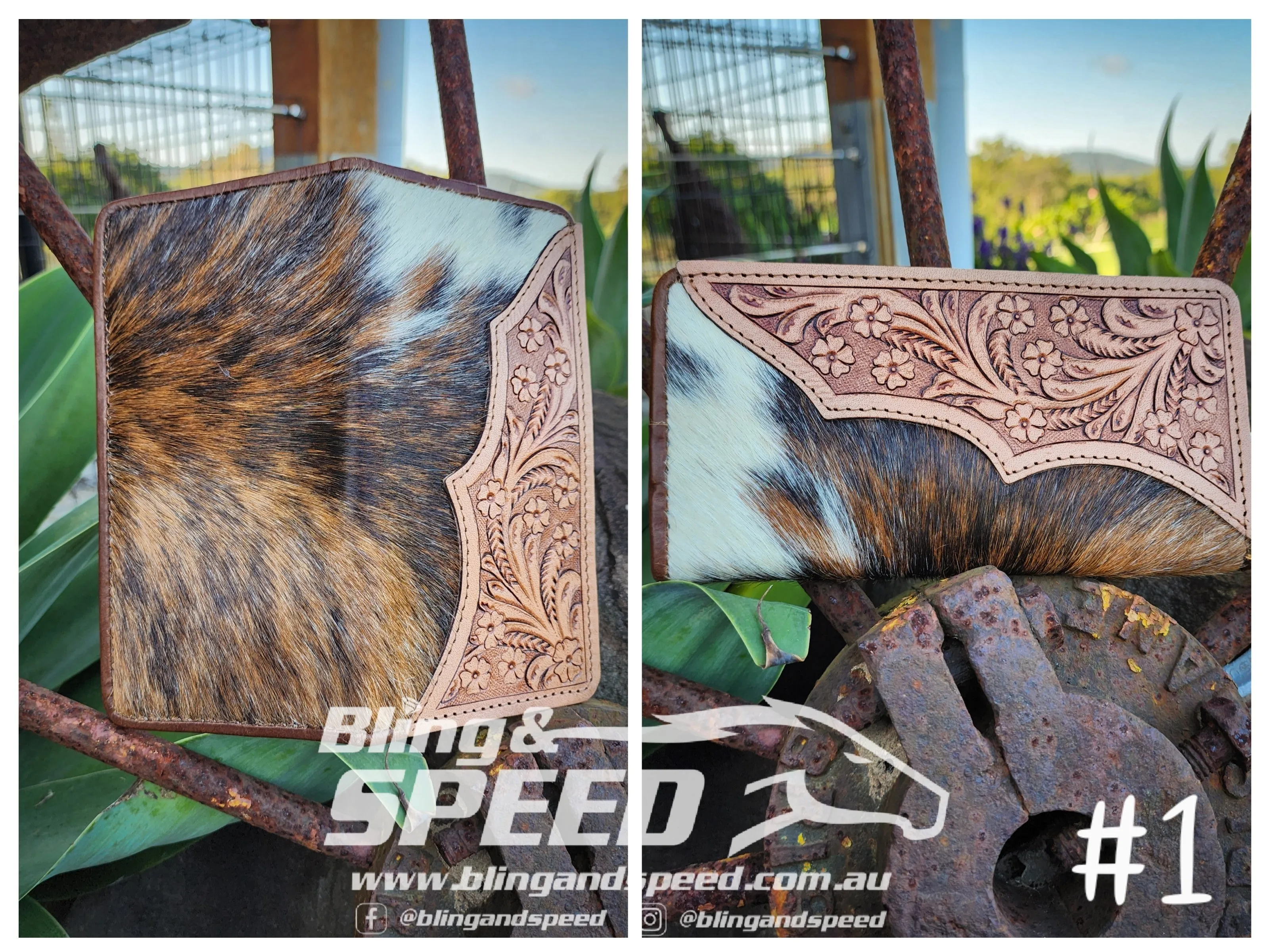 Cowhide and Leather Wallet